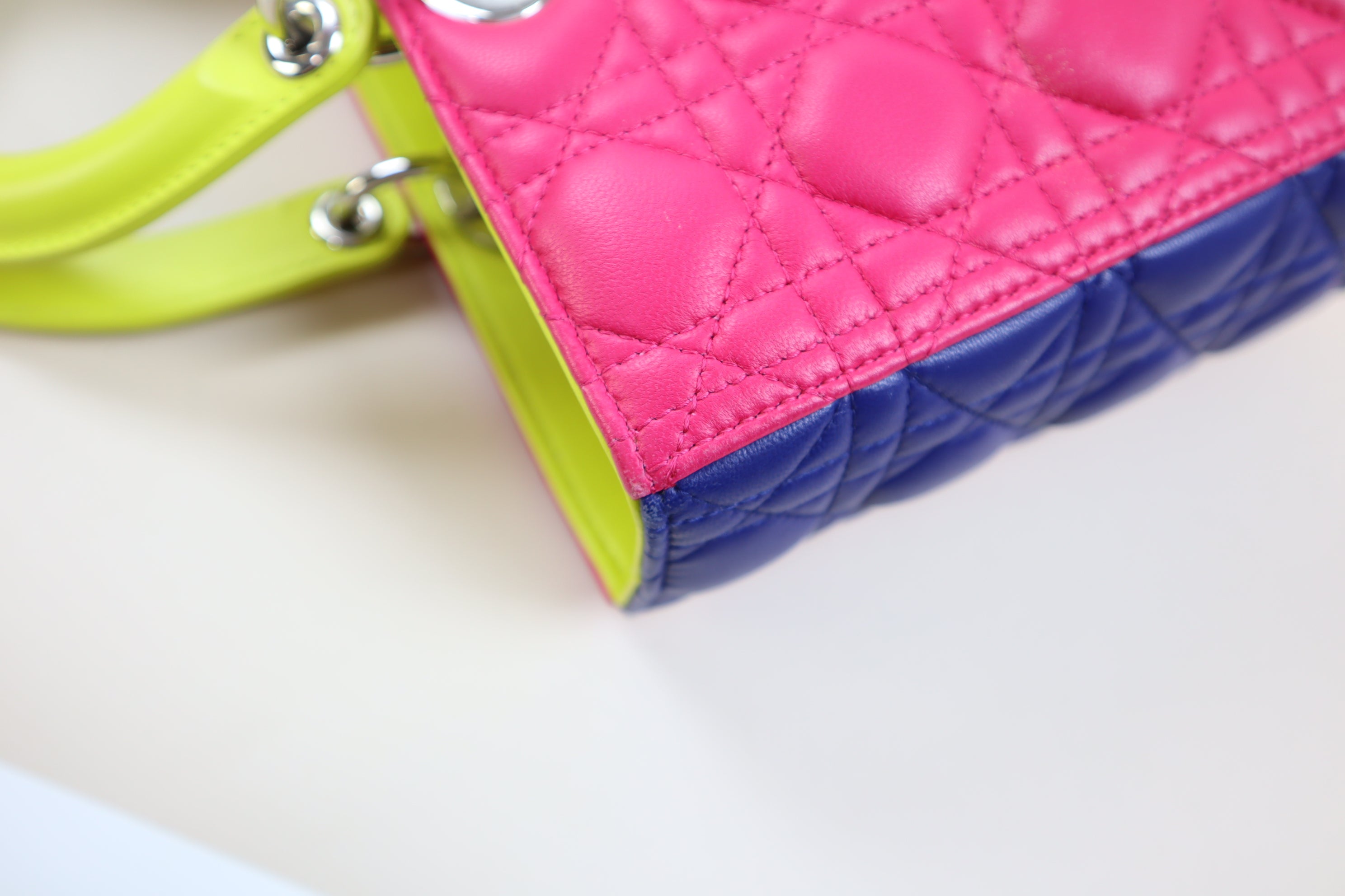 Christian Dior Tricolor Cannage Lady Dior Large with Strap