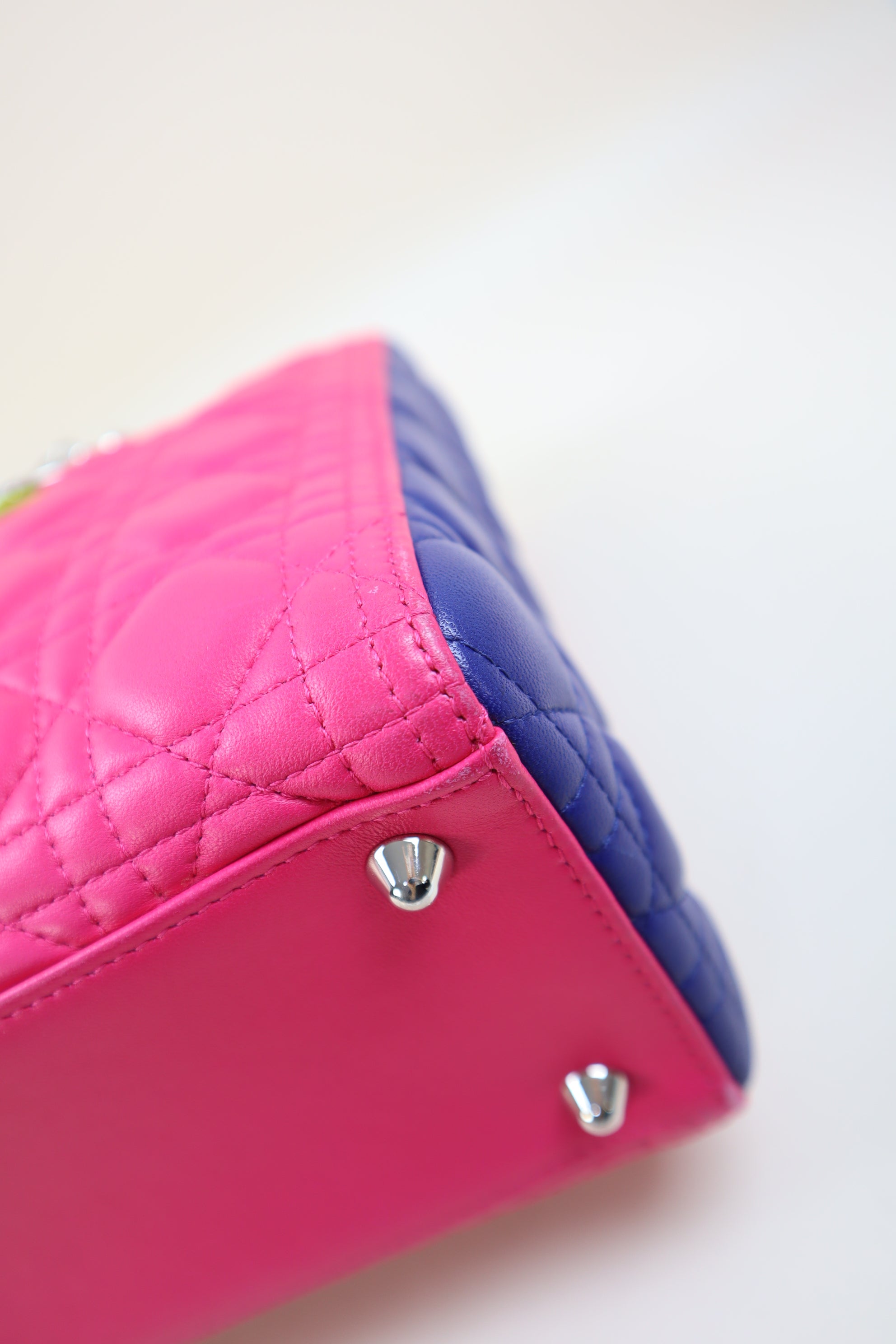 Christian Dior Tricolor Cannage Lady Dior Large with Strap
