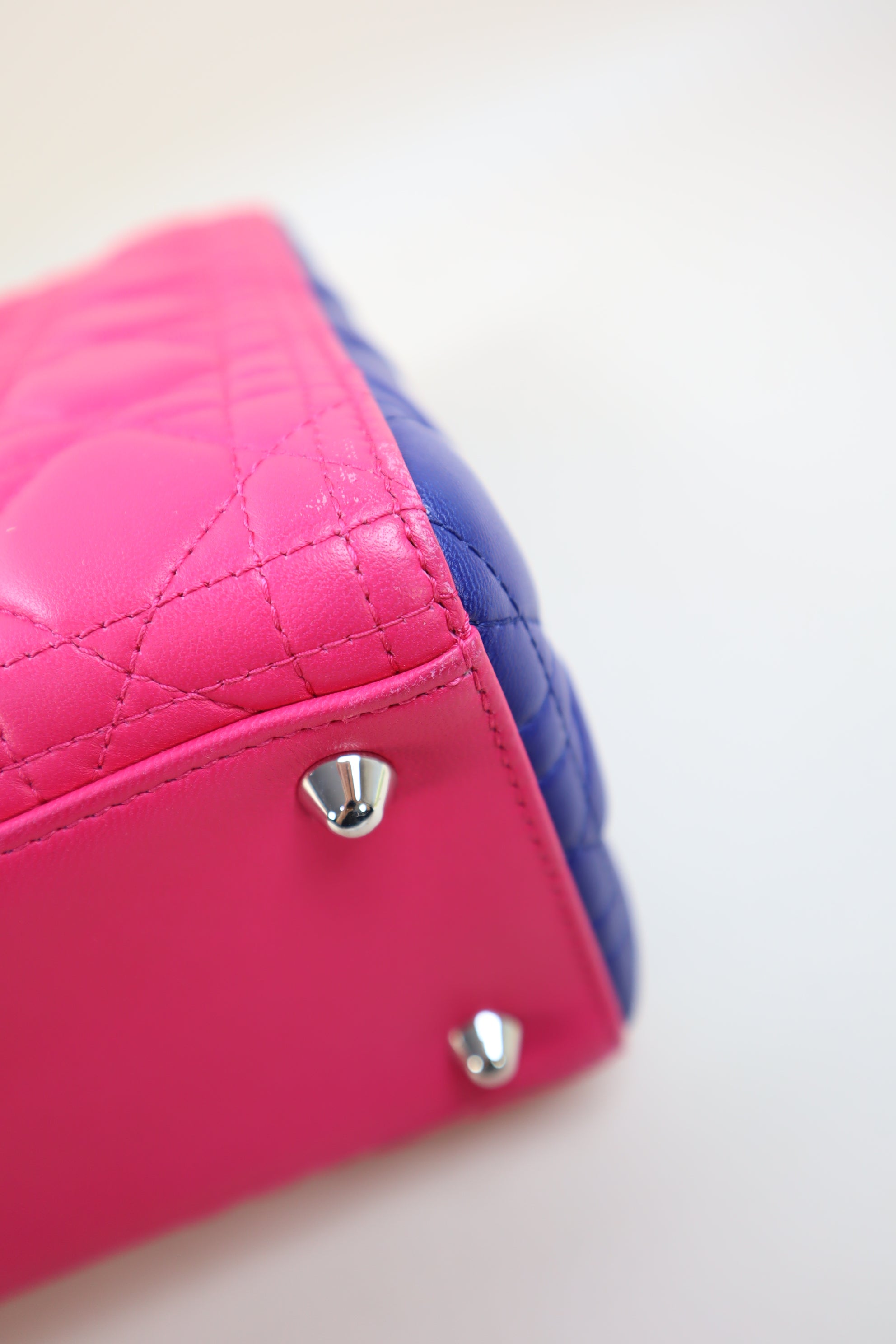 Christian Dior Tricolor Cannage Lady Dior Large with Strap