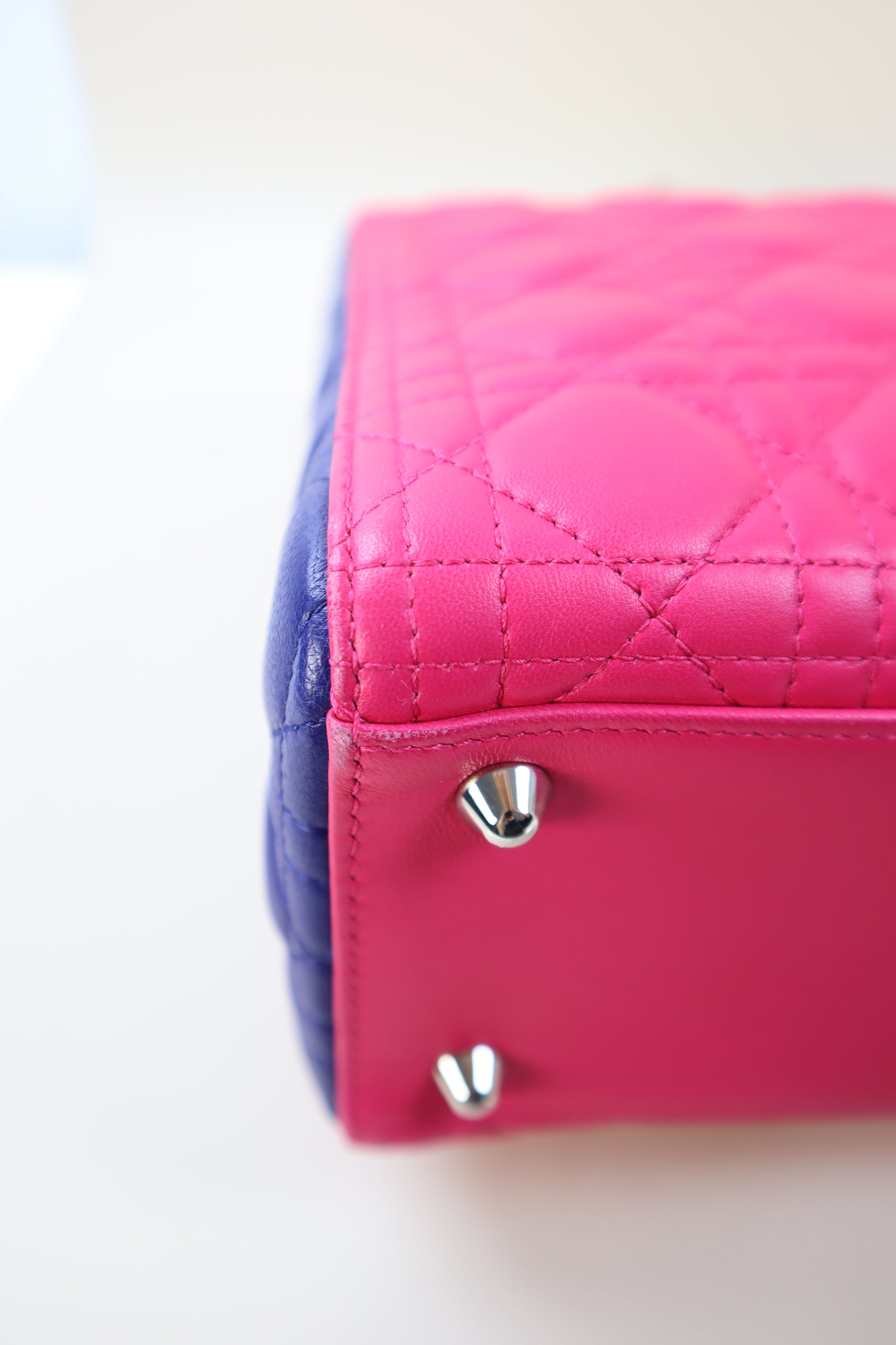Christian Dior Tricolor Cannage Lady Dior Large with Strap