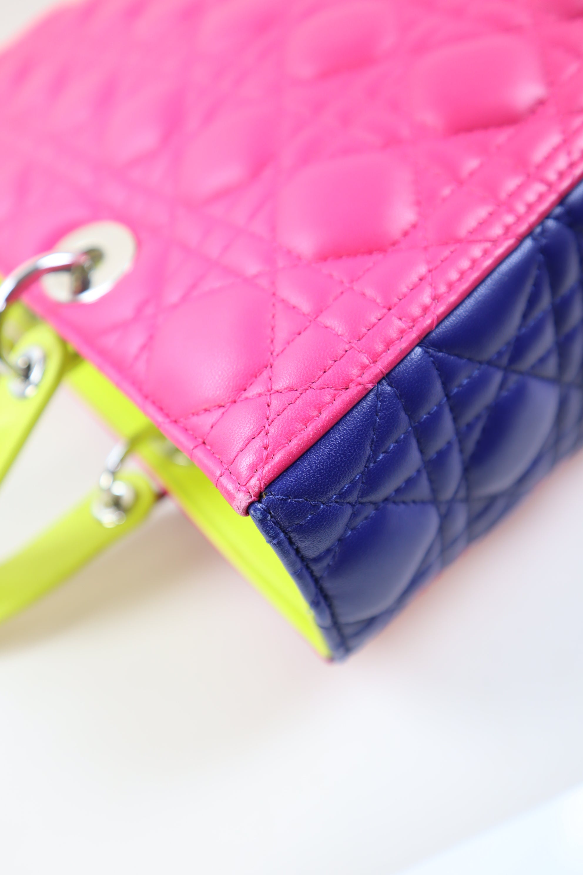 Christian Dior Tricolor Cannage Lady Dior Large with Strap