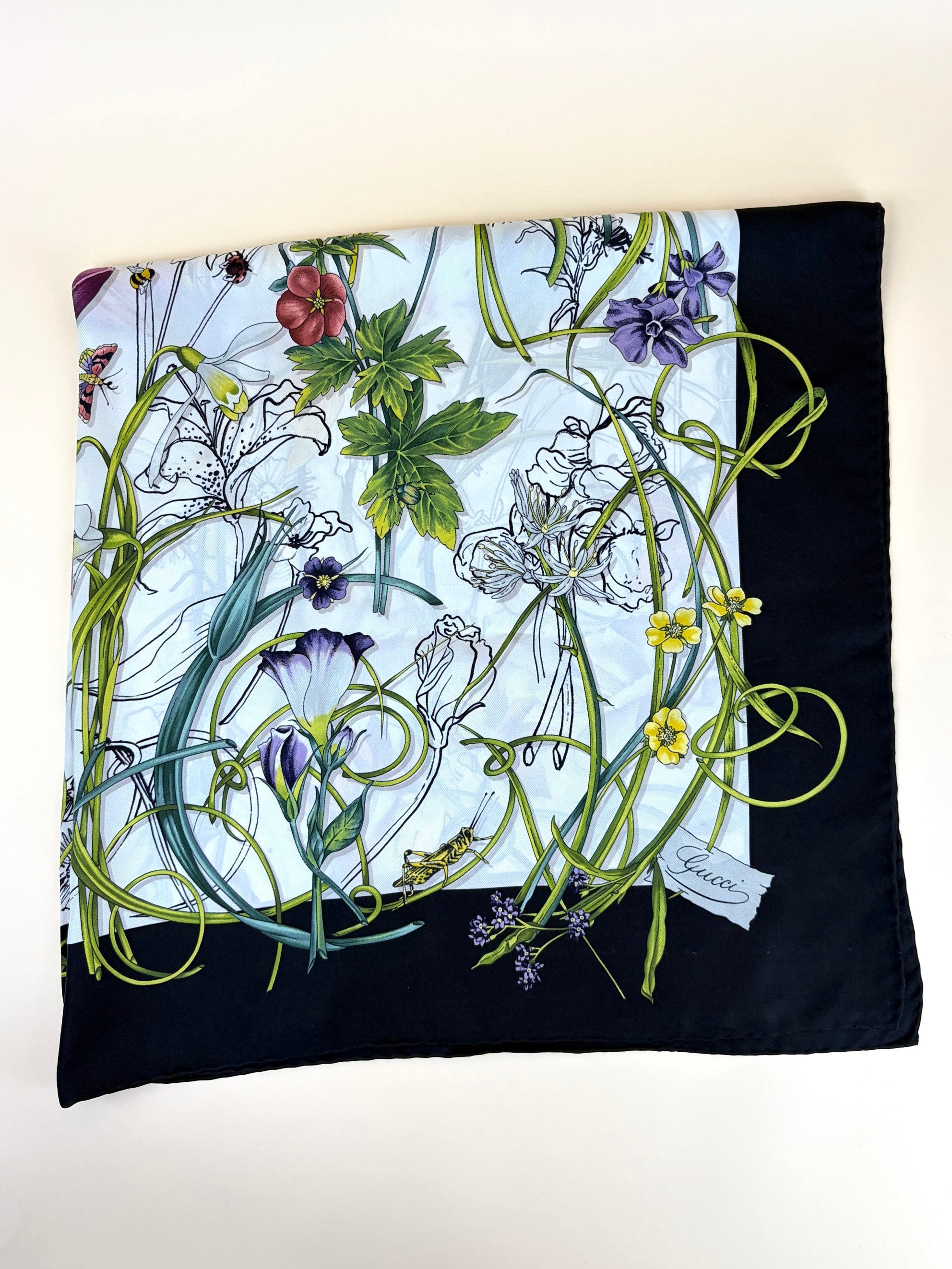 Gucci white/black flora Chrissy silk