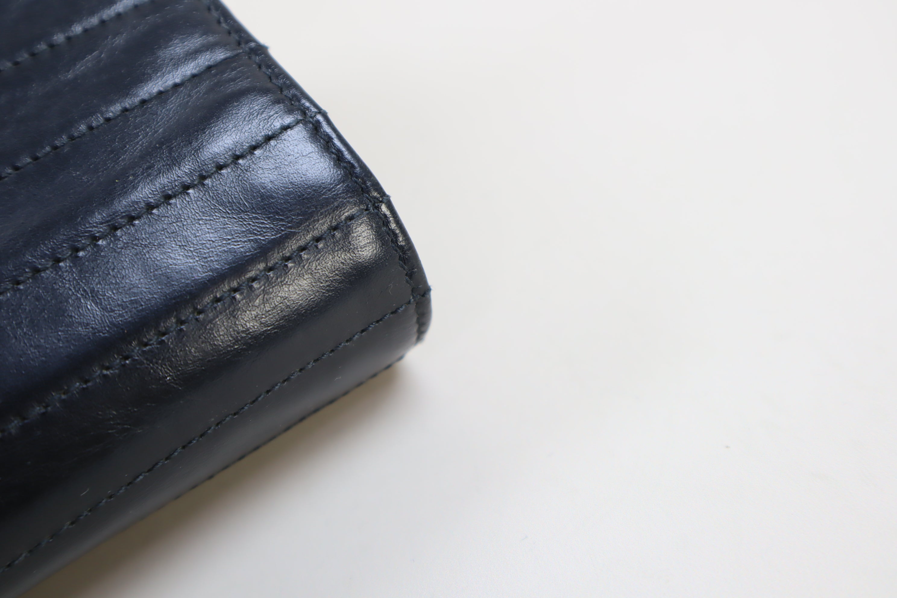 YSL Black Victoire Crinkled Flap Pouch