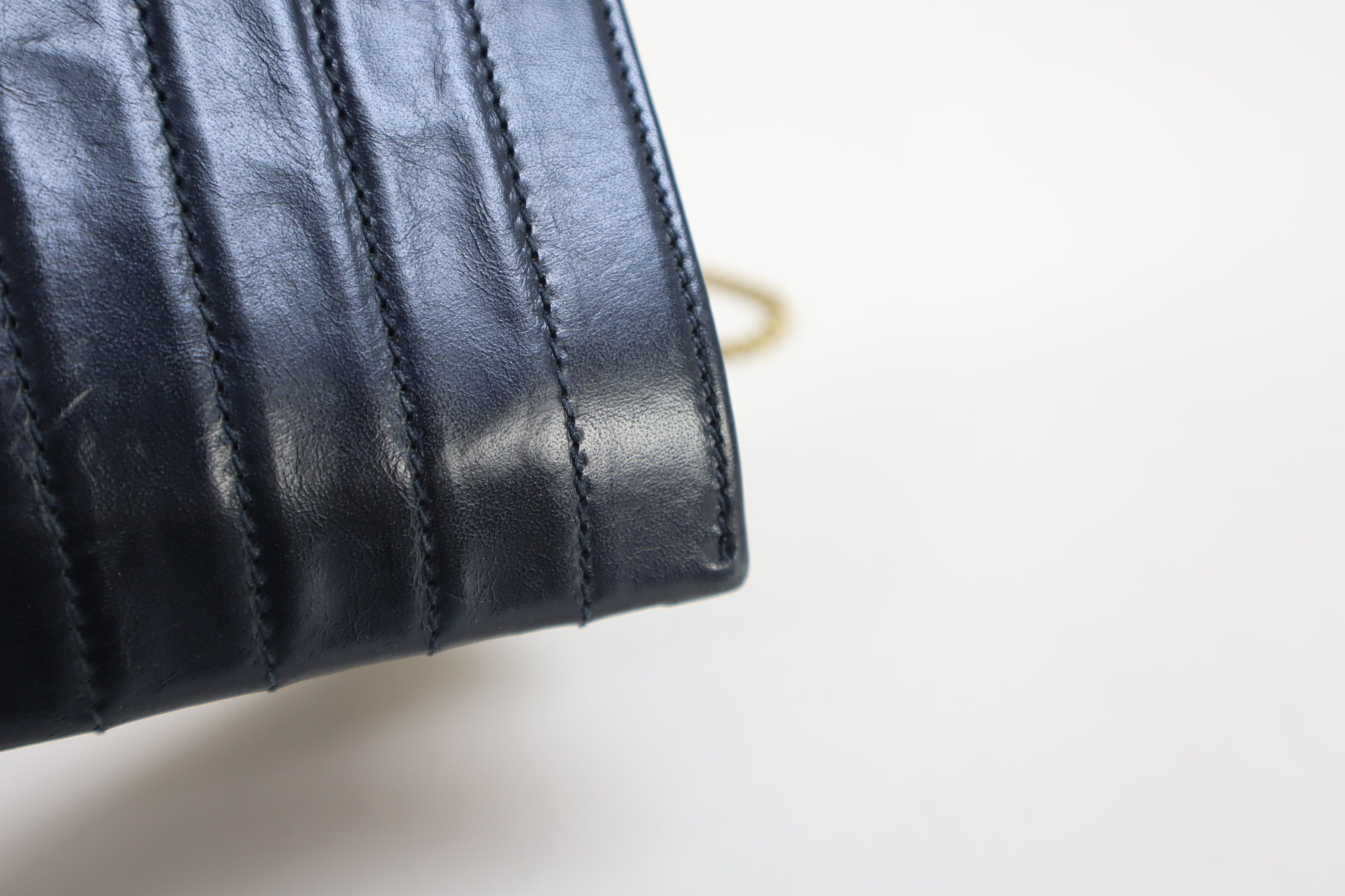 YSL Black Victoire Crinkled Flap Pouch