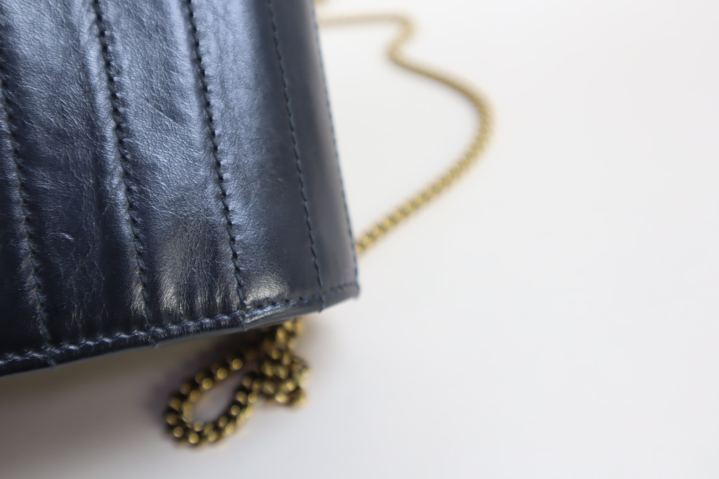 YSL Black Victoire Crinkled Flap Pouch