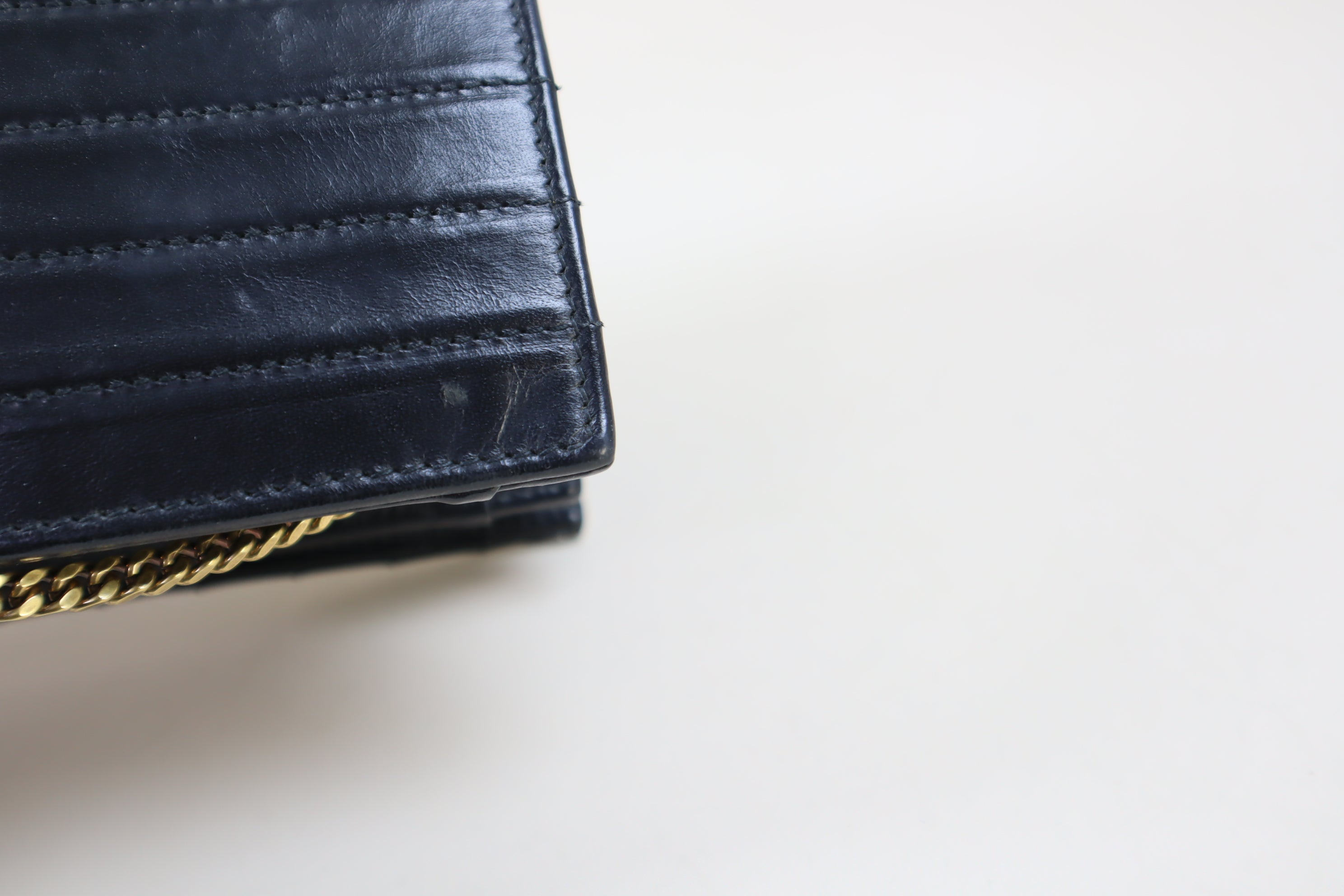 YSL Black Victoire Crinkled Flap Pouch