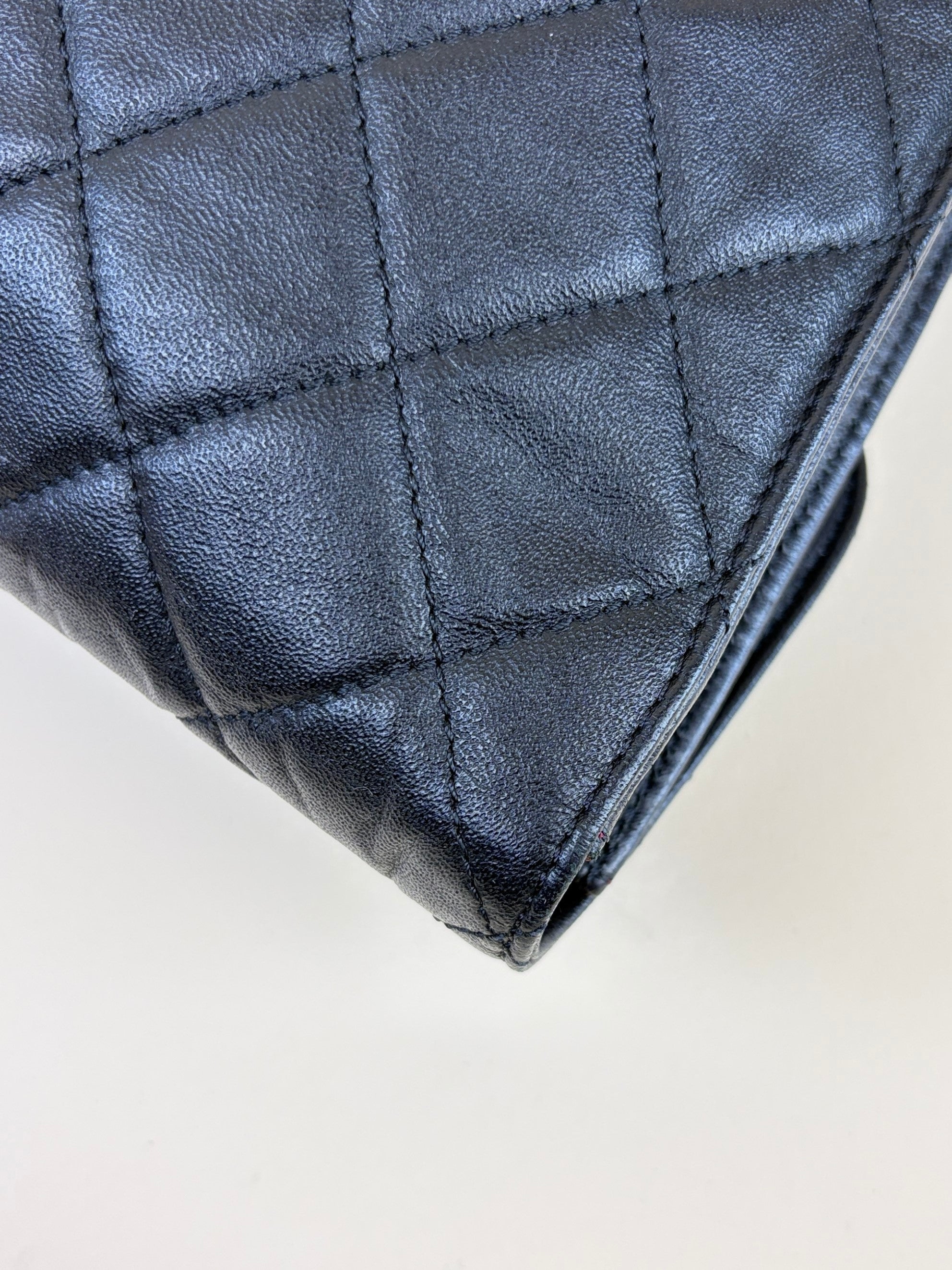 Chanel Black calfskin flap portfolio clutch