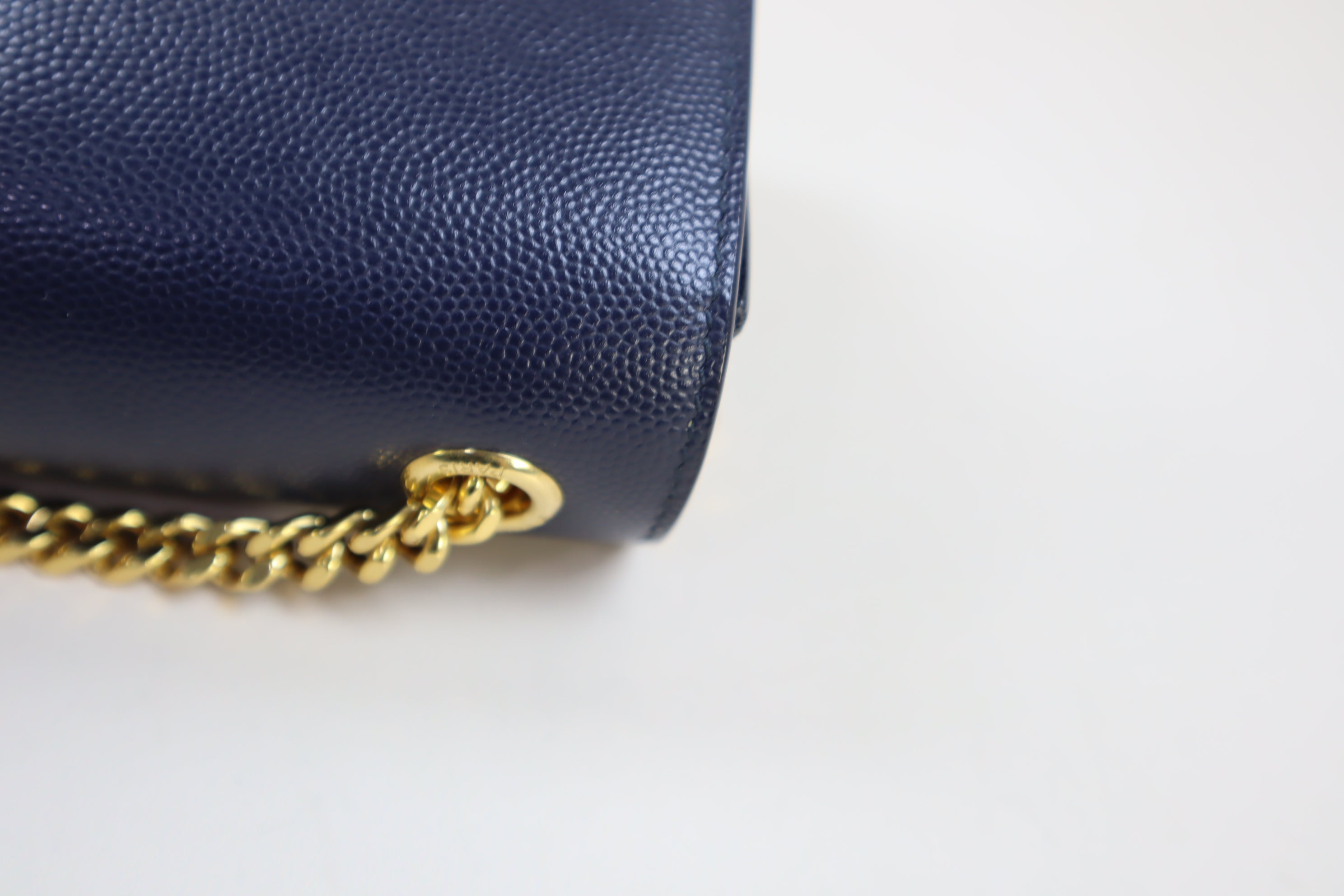 YSL Navy Blue Pebbled Small Kate Bag