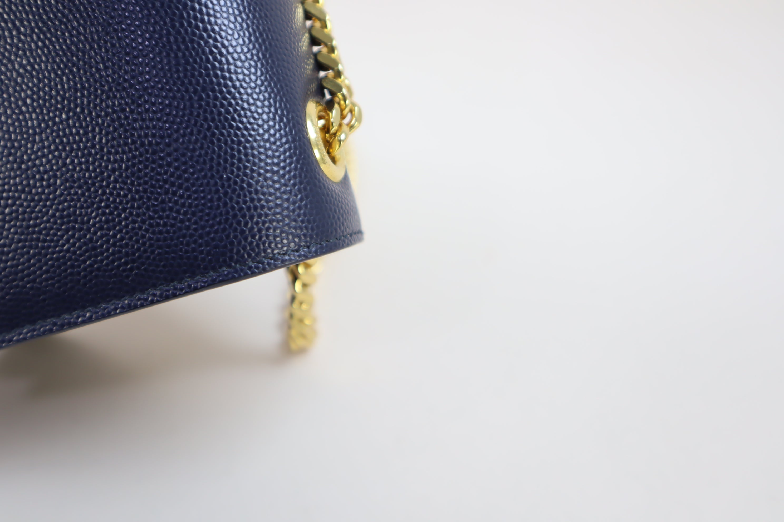 YSL Navy Blue Pebbled Small Kate Bag