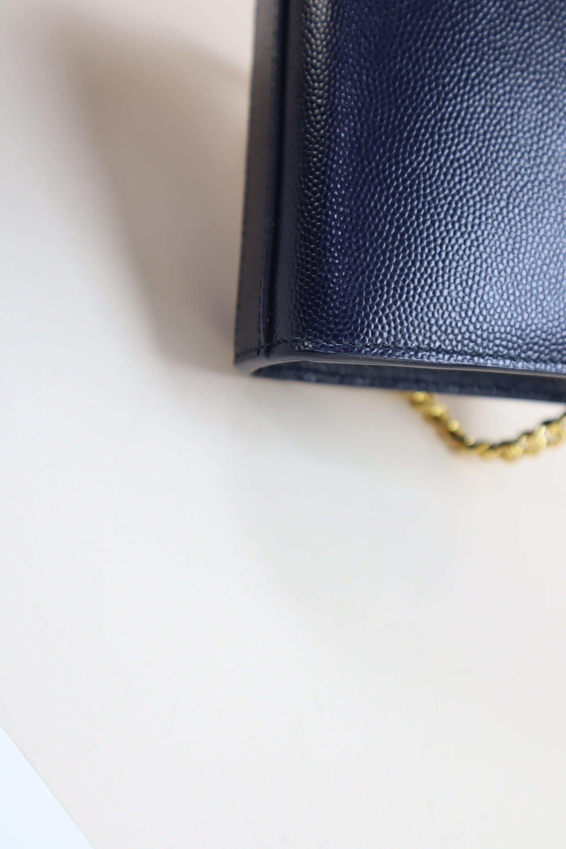 YSL Navy Blue Pebbled Small Kate Bag