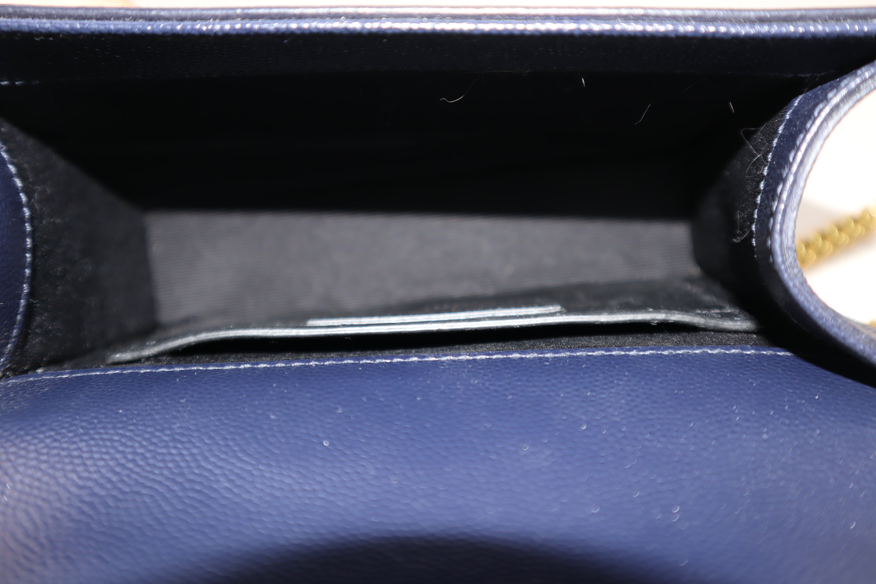 YSL Navy Blue Pebbled Small Kate Bag