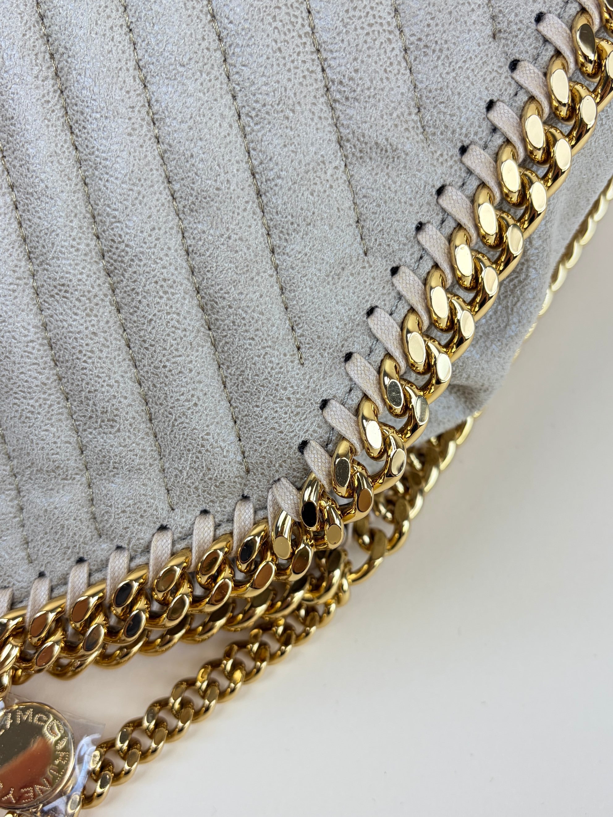 Stella McCartney beige fallabela chevron quilted mini tote bag