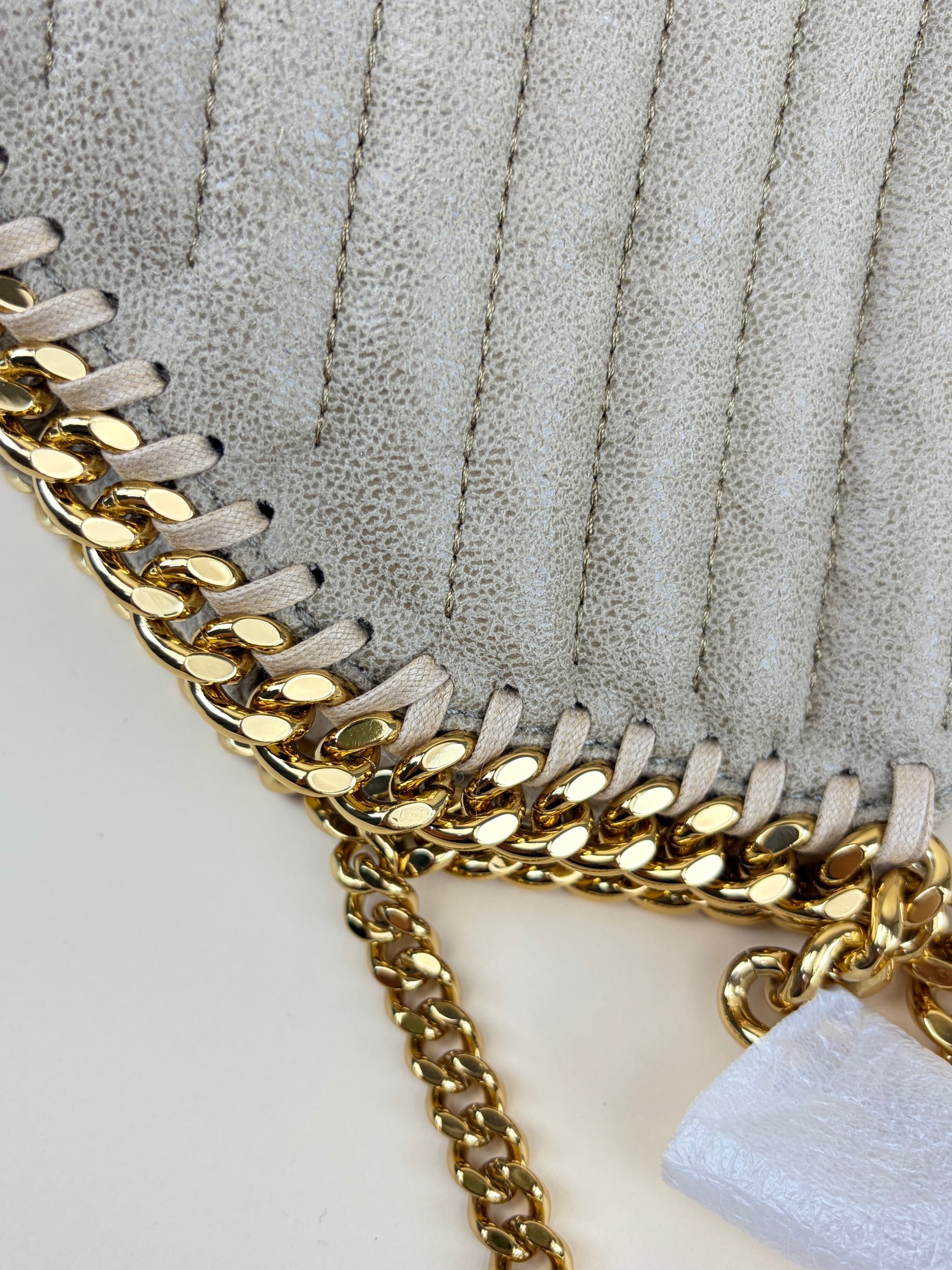 Stella McCartney beige fallabela chevron quilted mini tote bag