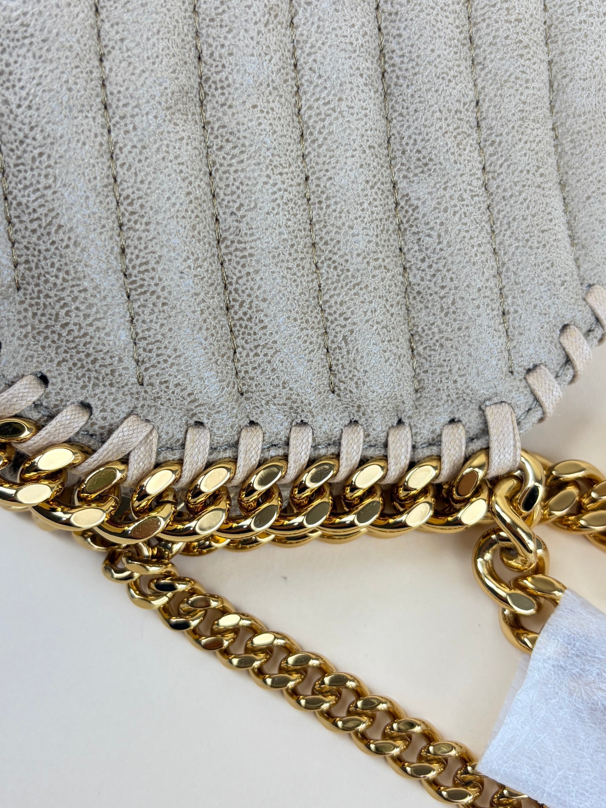 Stella McCartney beige fallabela chevron quilted mini tote bag