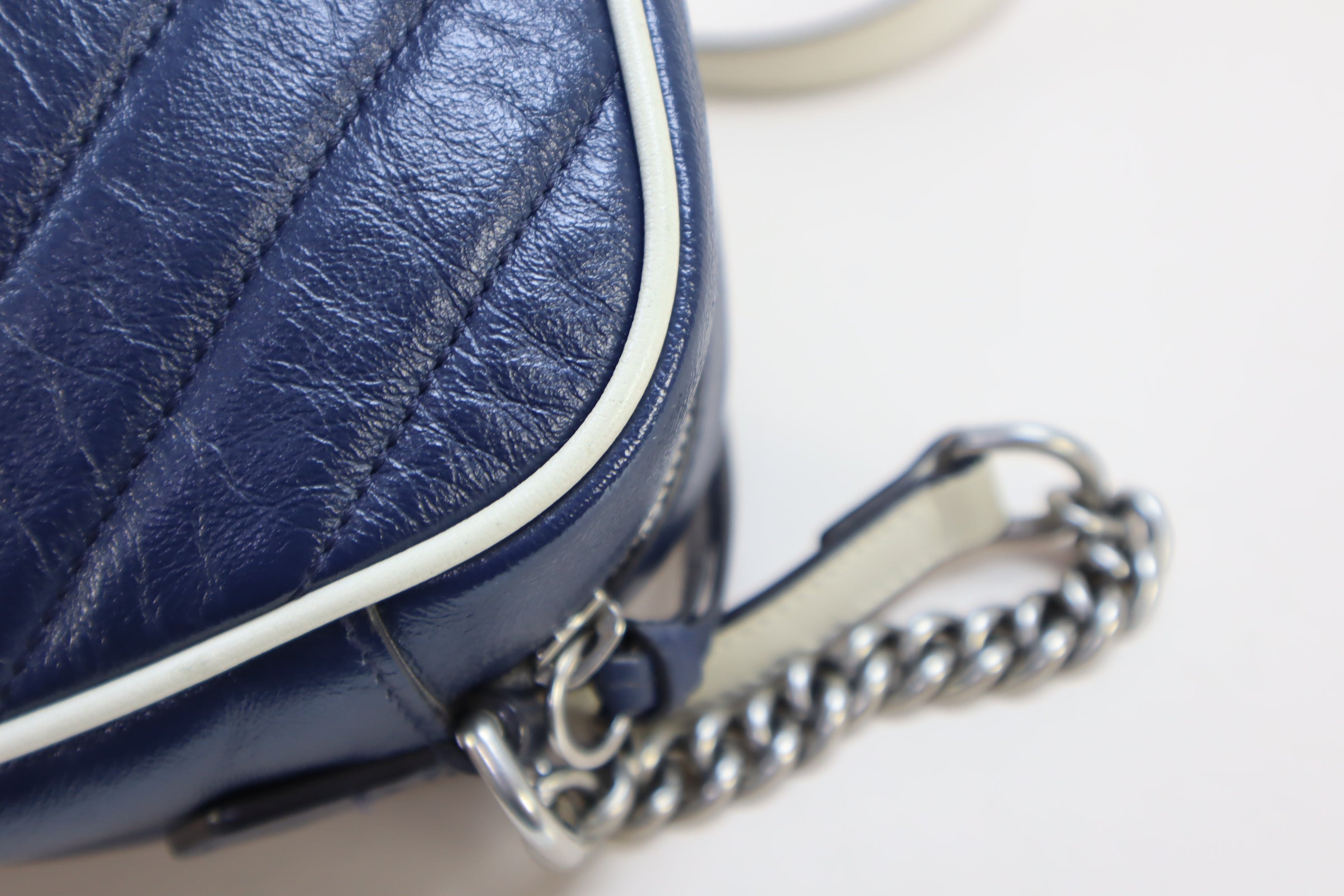 Gucci Bicolor GG Diagonal Quilted Small Camera Crossbody Bag