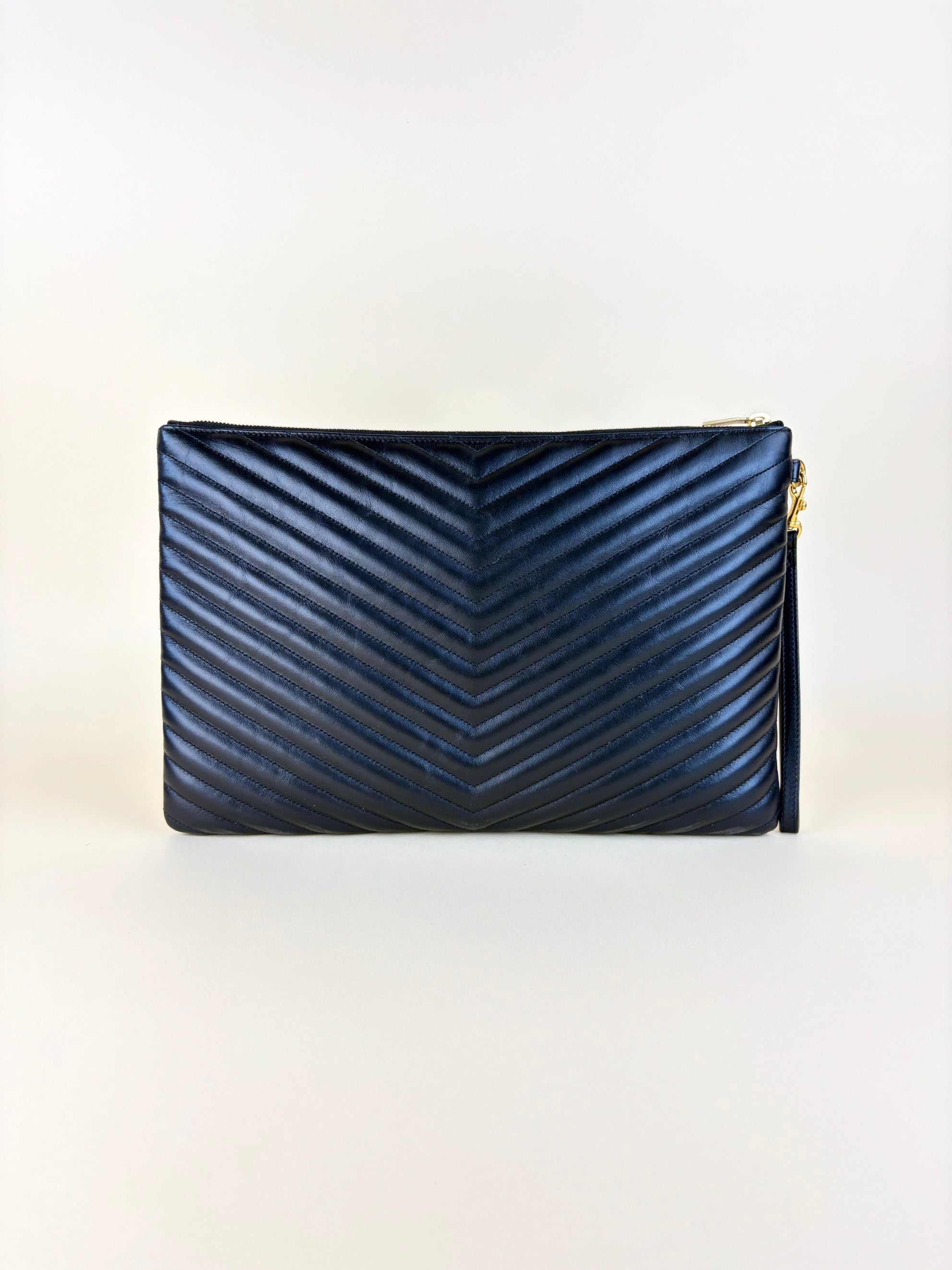 ysl black Cassandra matelassé document holder