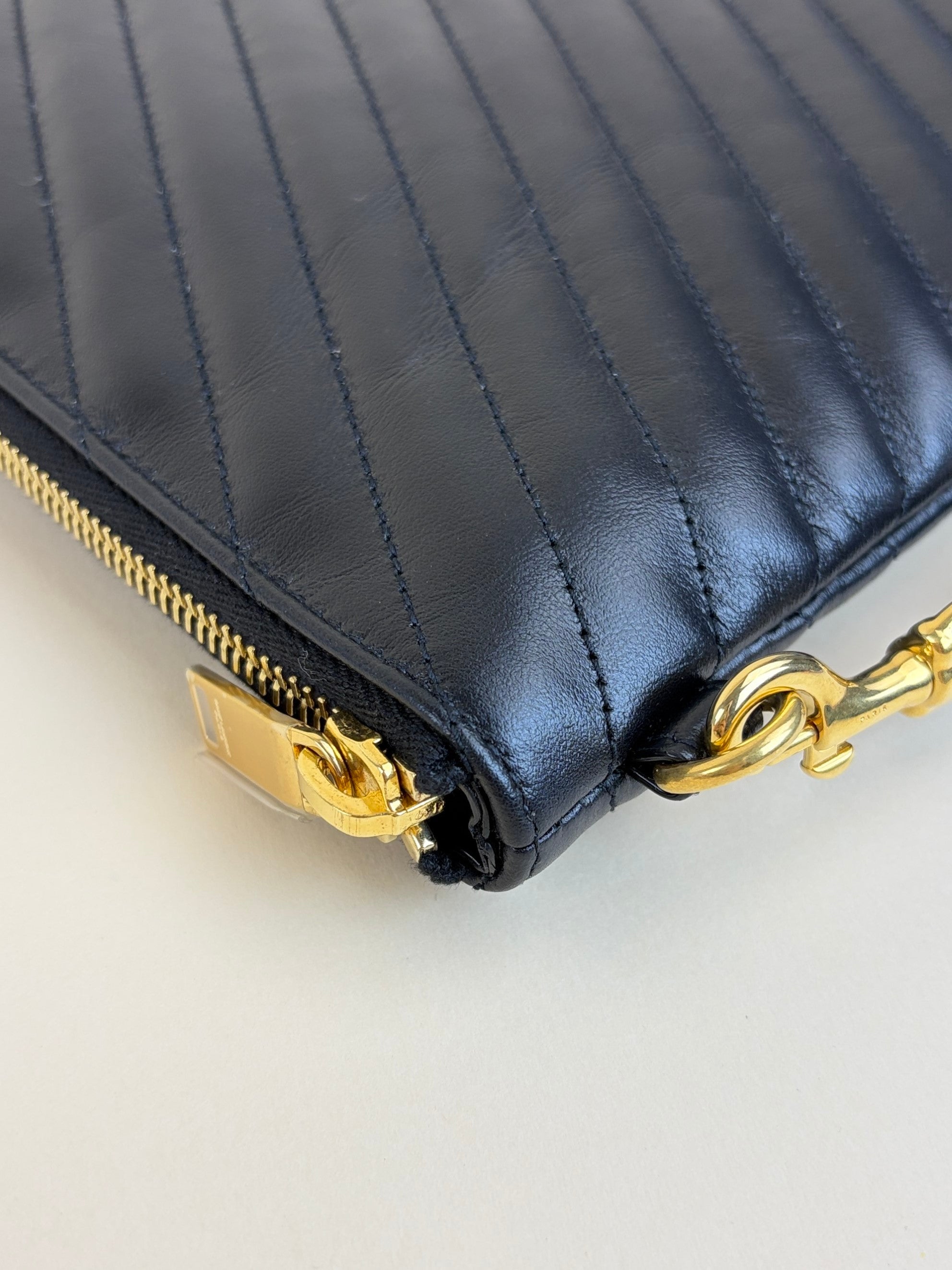 ysl black Cassandra matelassé document holder