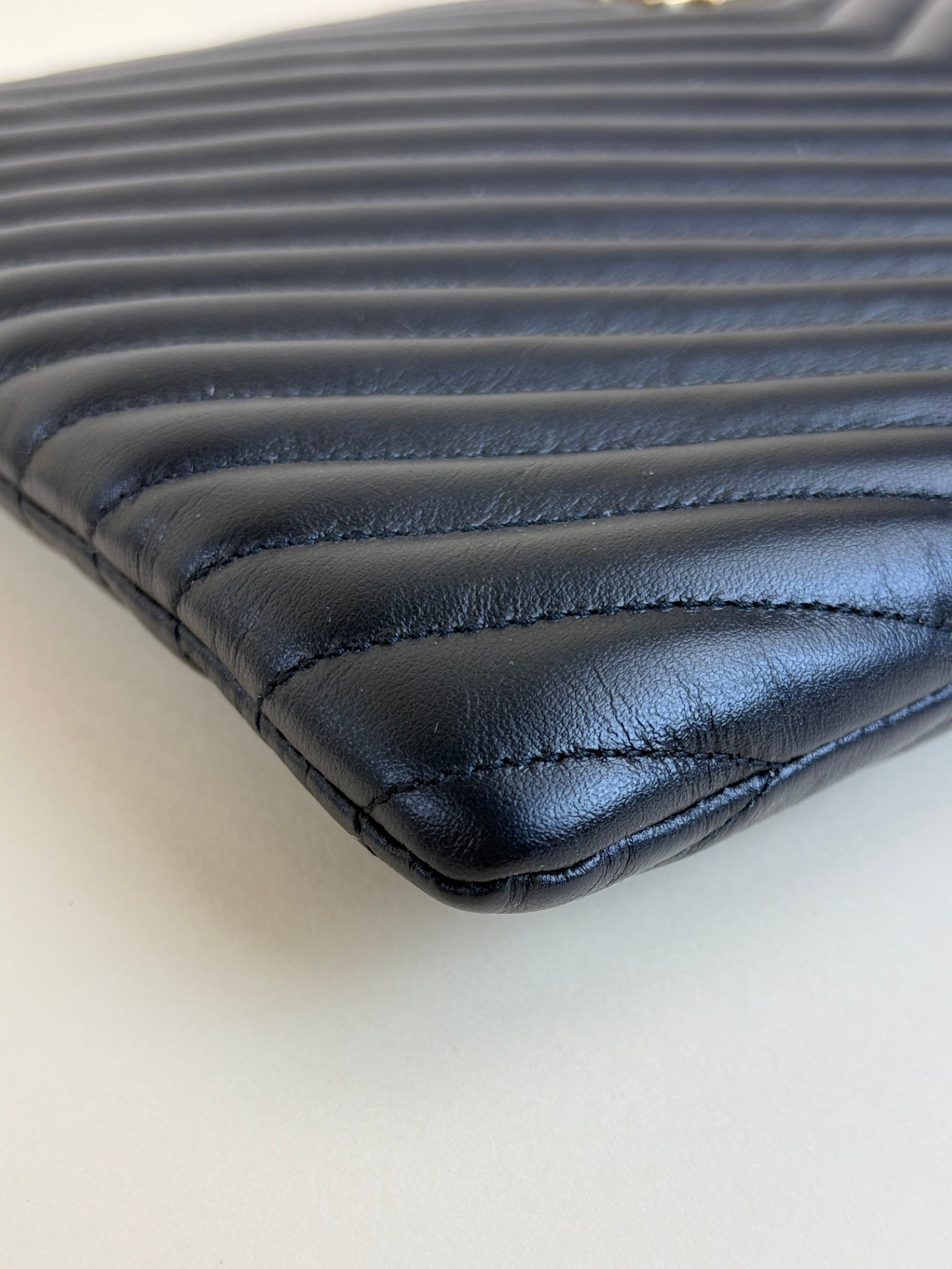 ysl black Cassandra matelassé document holder