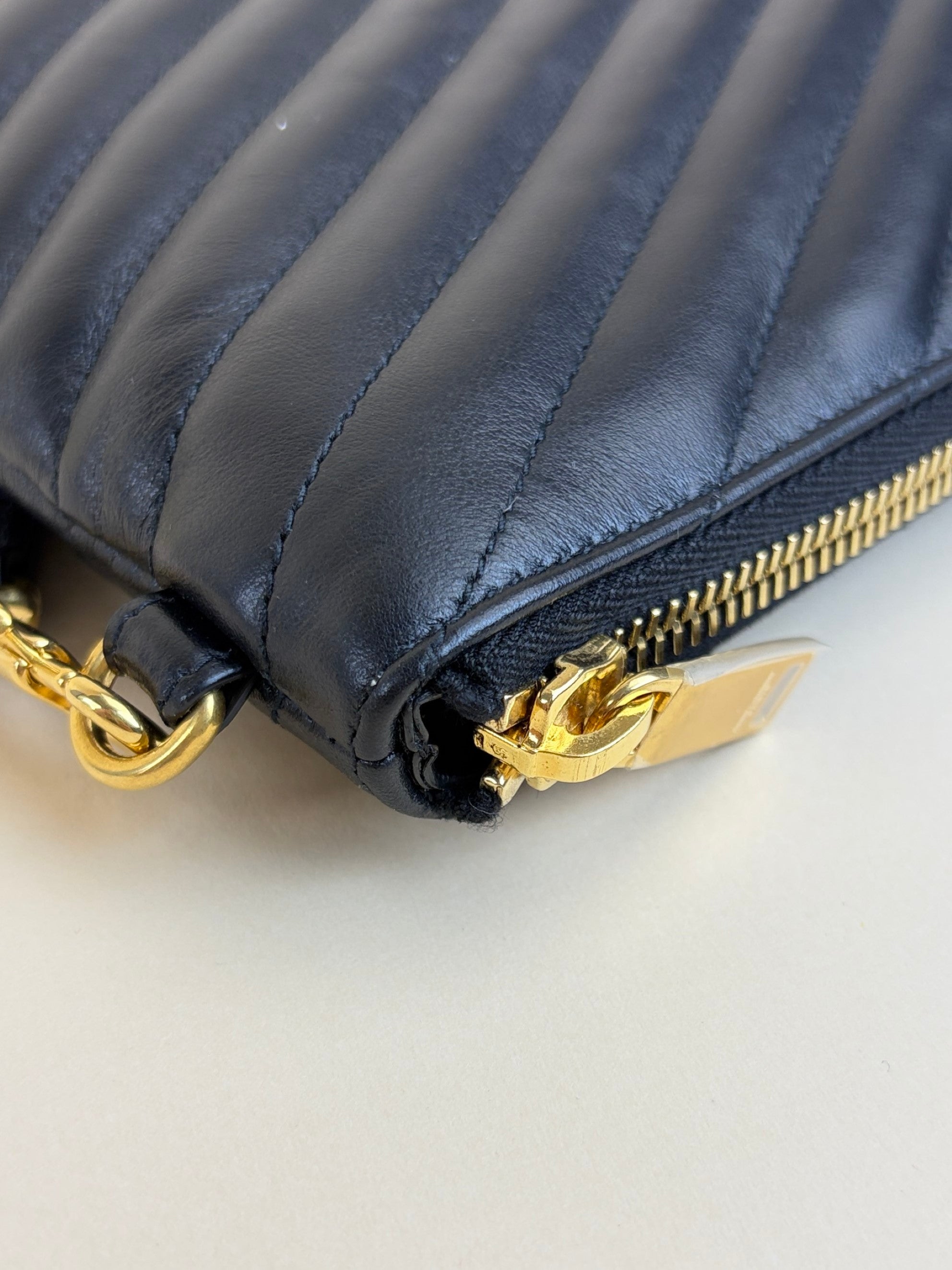 ysl black Cassandra matelassé document holder