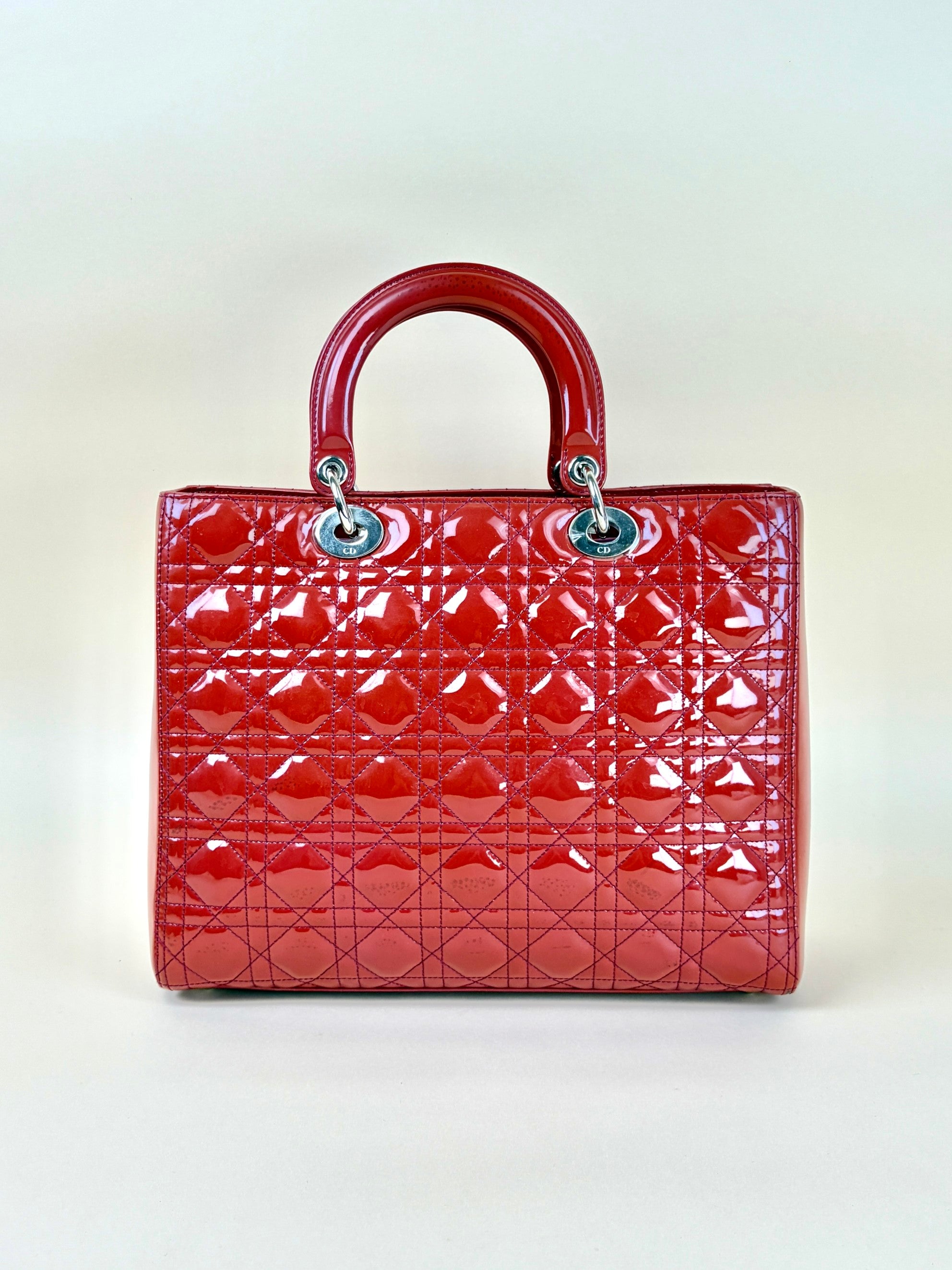Christian Dior red Lady Dior Large Bag