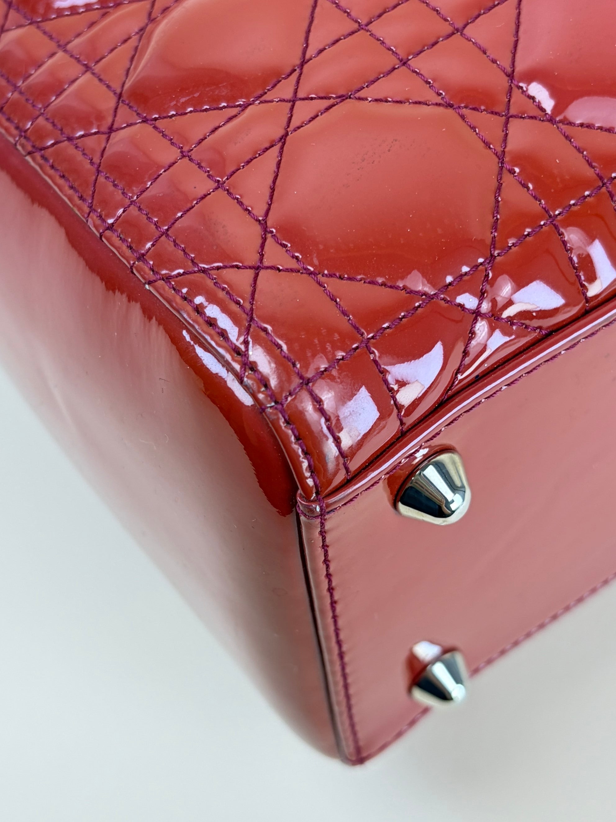 Christian Dior red Lady Dior Large Bag