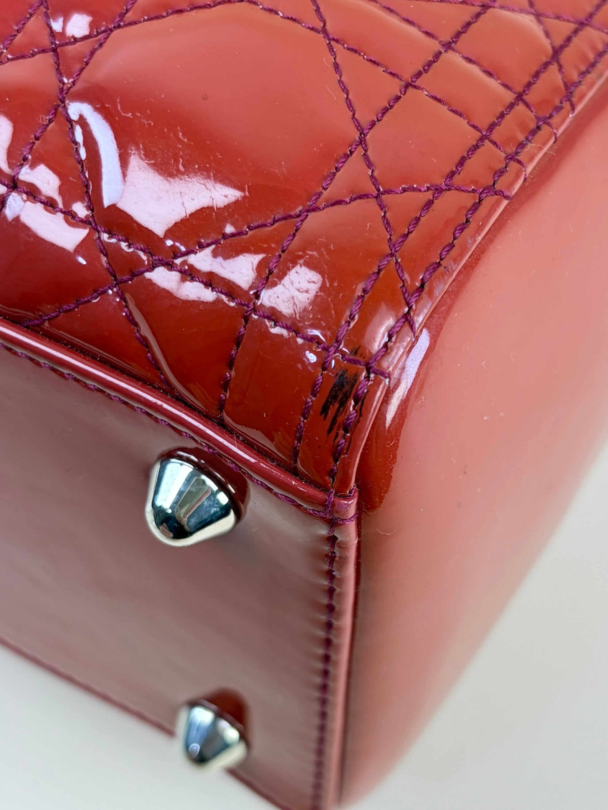 Christian Dior red Lady Dior Large Bag