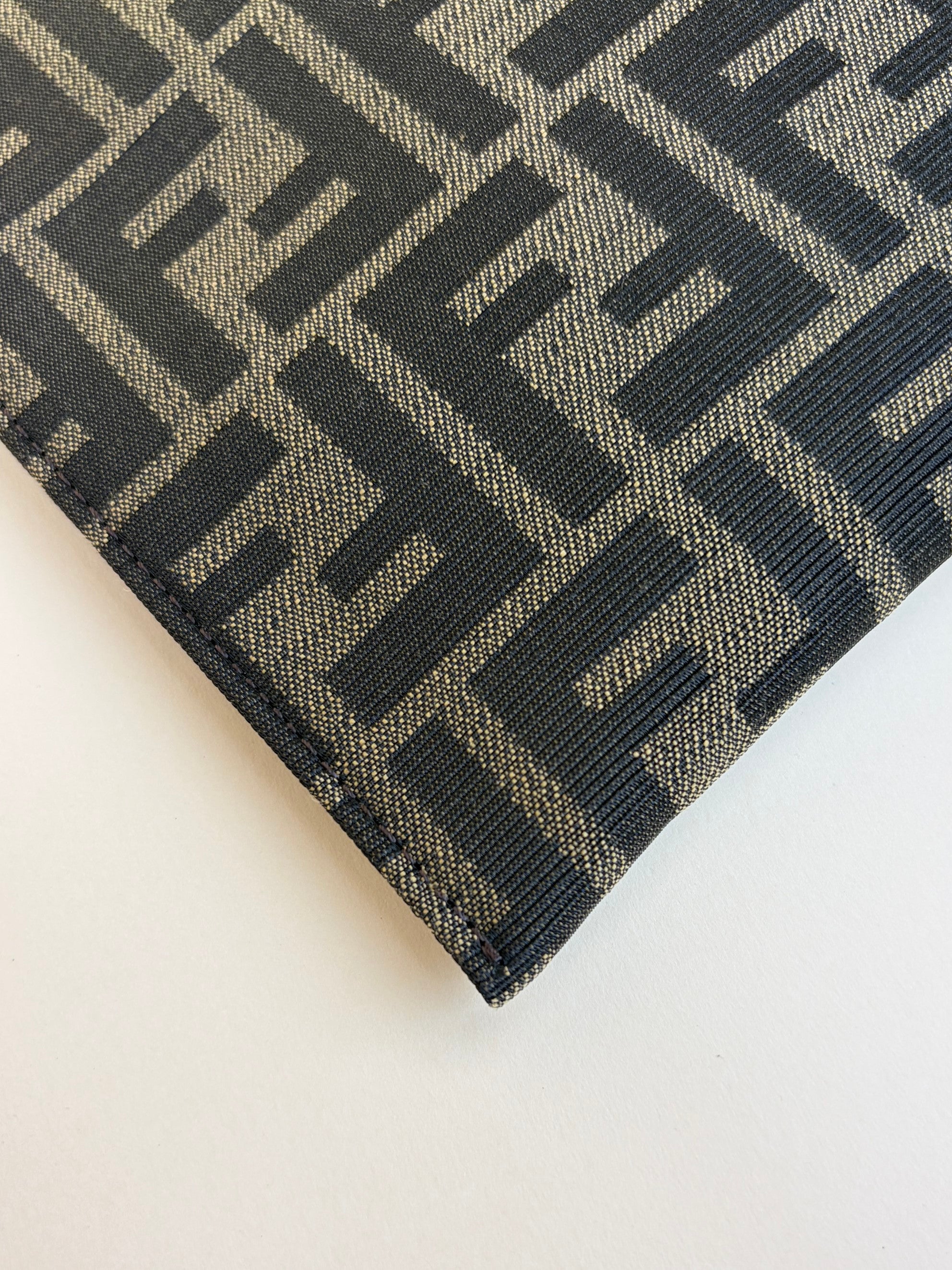 Fendi Brown FF Jacquard Fabric Large Flat Pouch