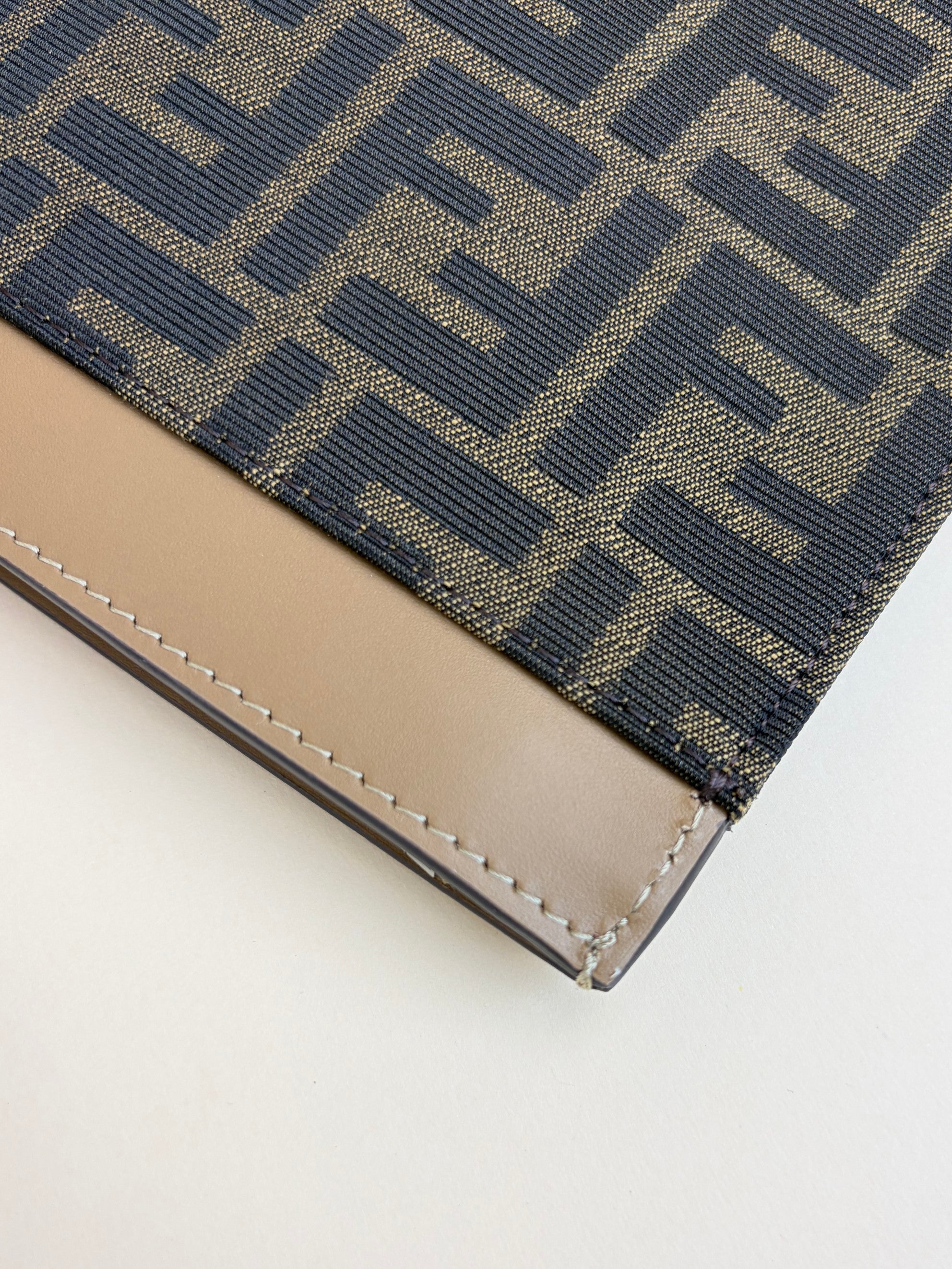 Fendi Brown FF Jacquard Fabric Large Flat Pouch