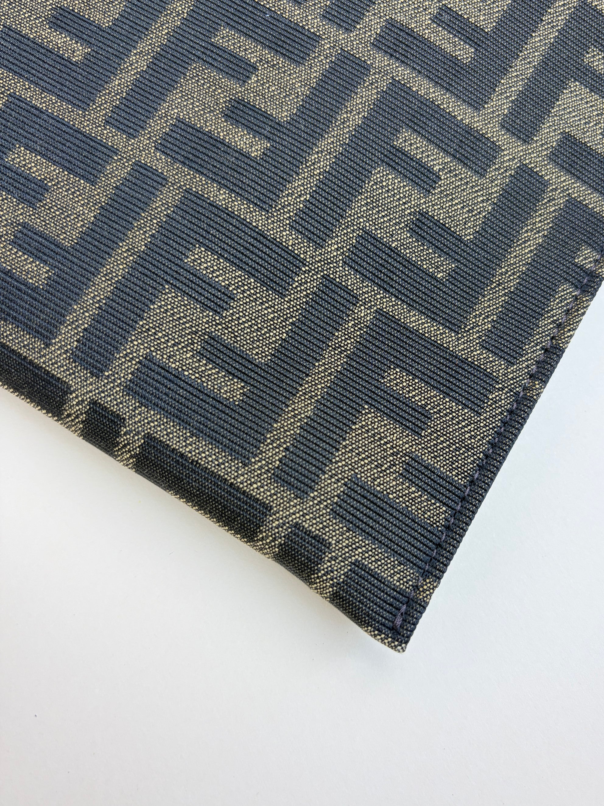 Fendi Brown FF Jacquard Fabric Large Flat Pouch