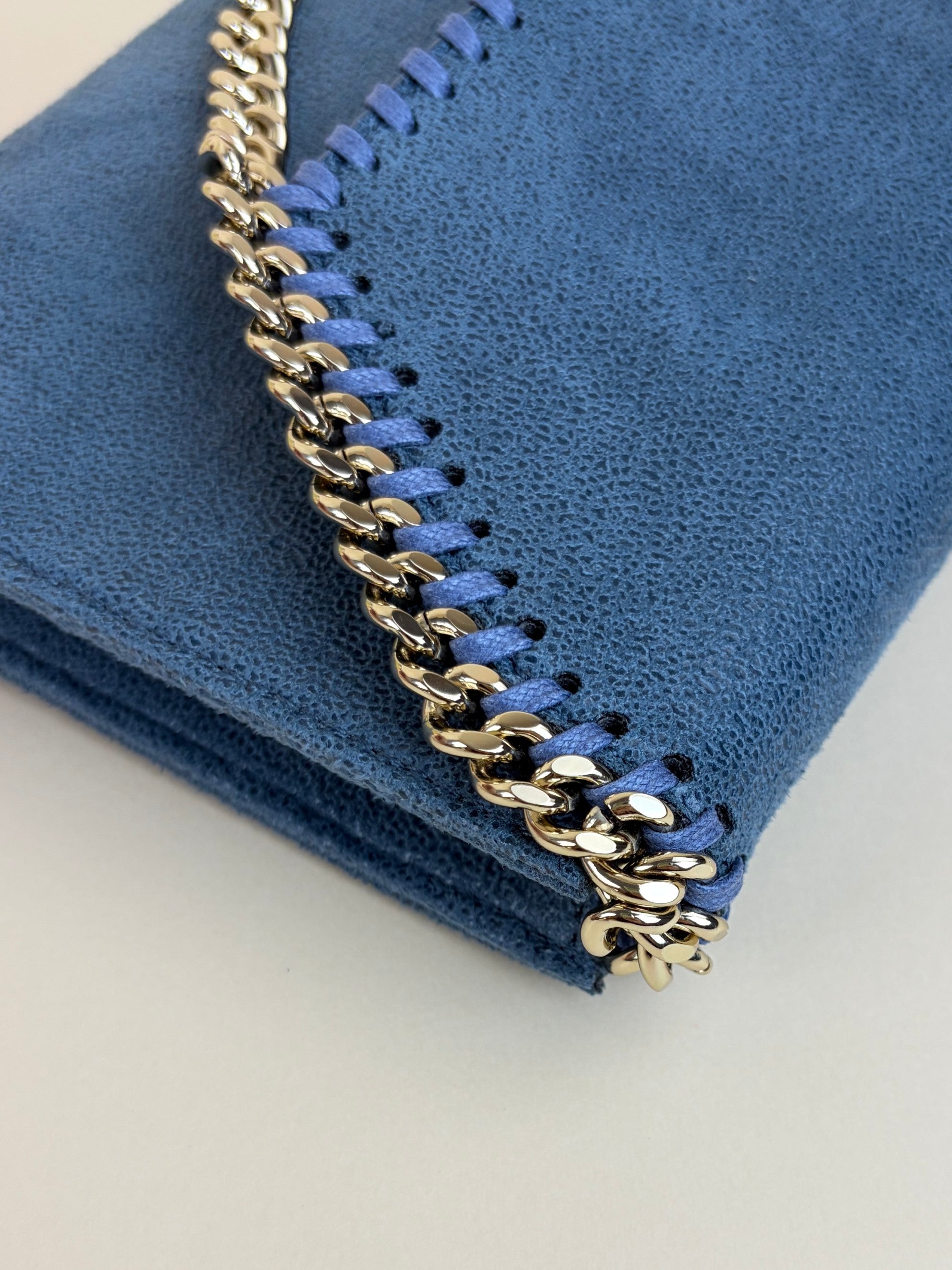 Stella McCartney feather blue Falabella wallet crossbody bag