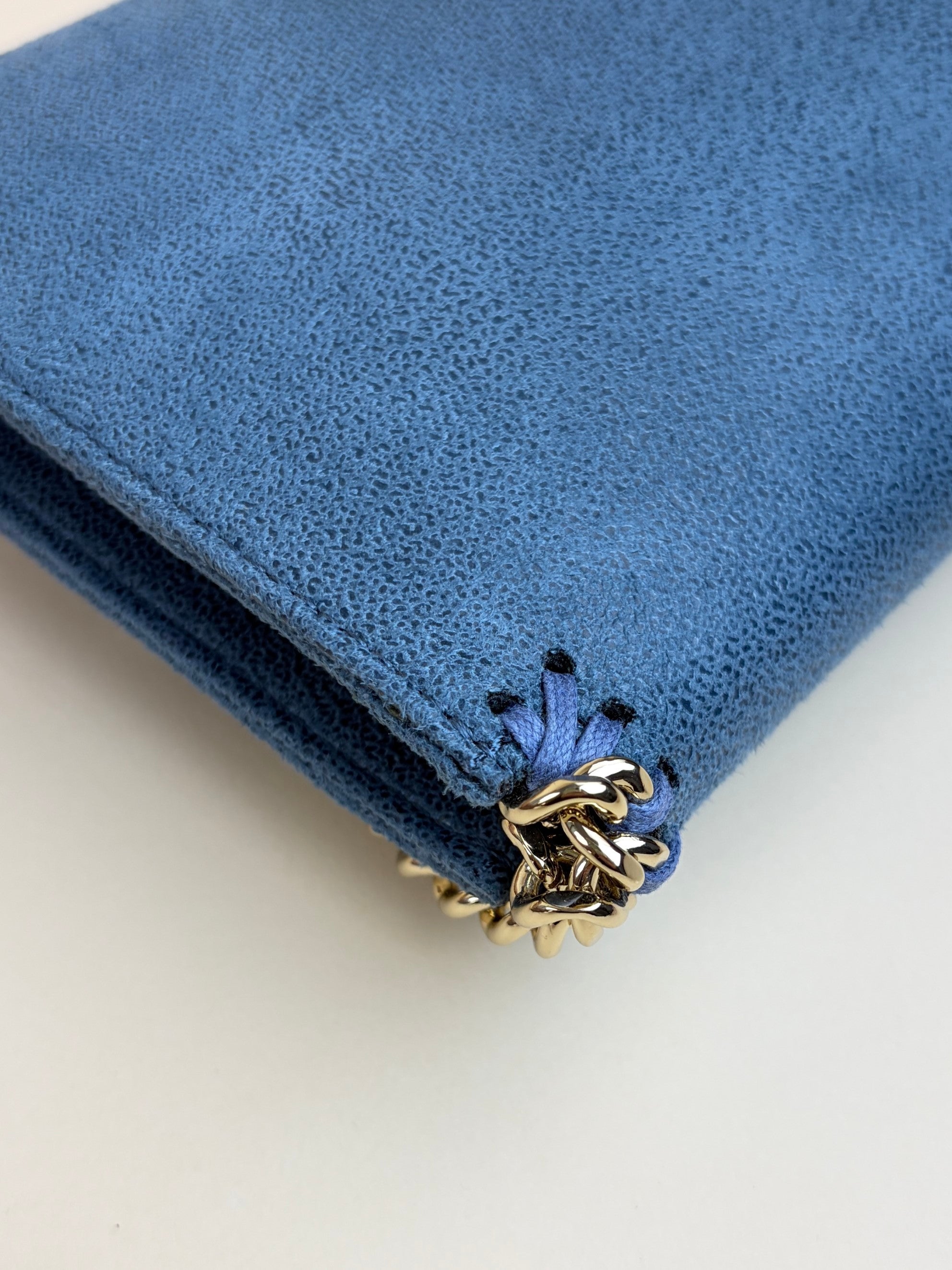 Stella McCartney feather blue Falabella wallet crossbody bag