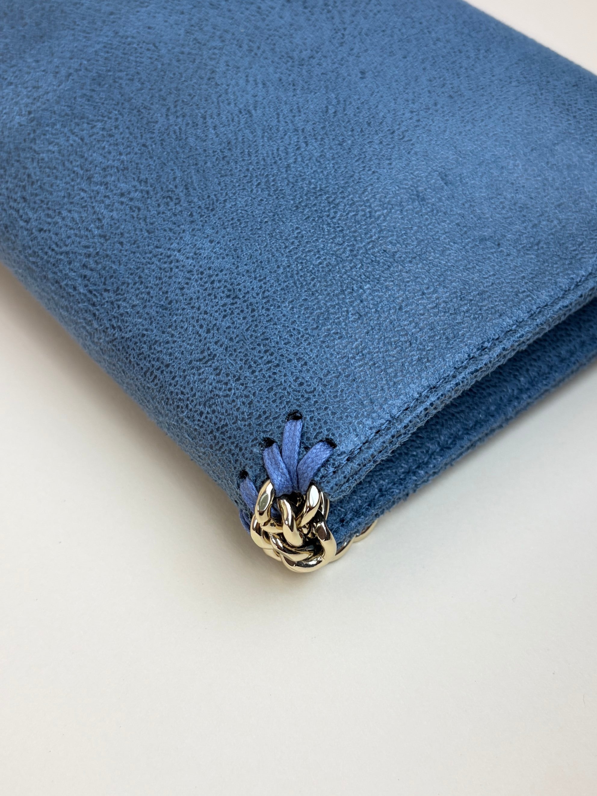 Stella McCartney feather blue Falabella wallet crossbody bag