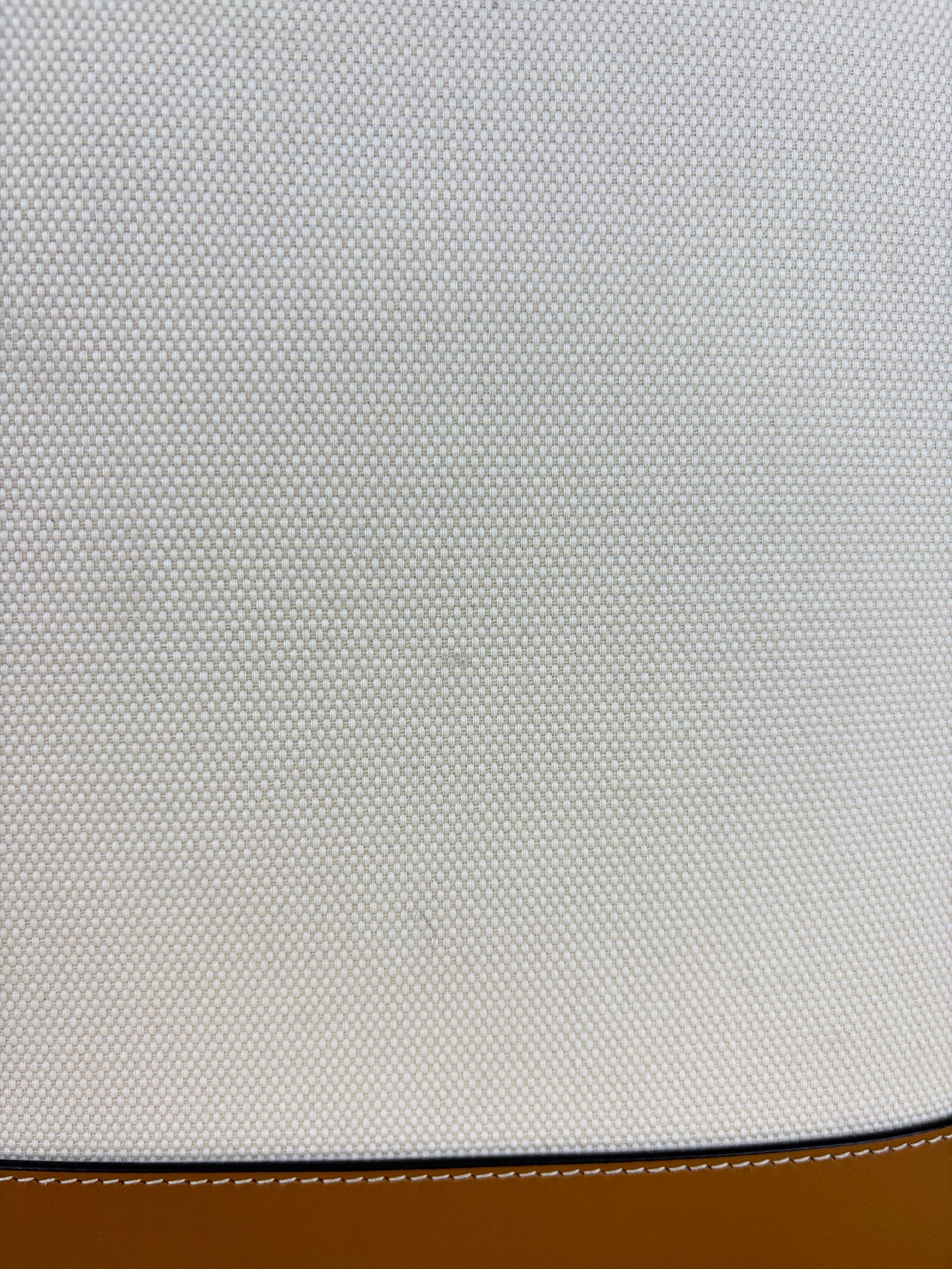 Burberry euro camel leather tirmed white canvas md London tote bag