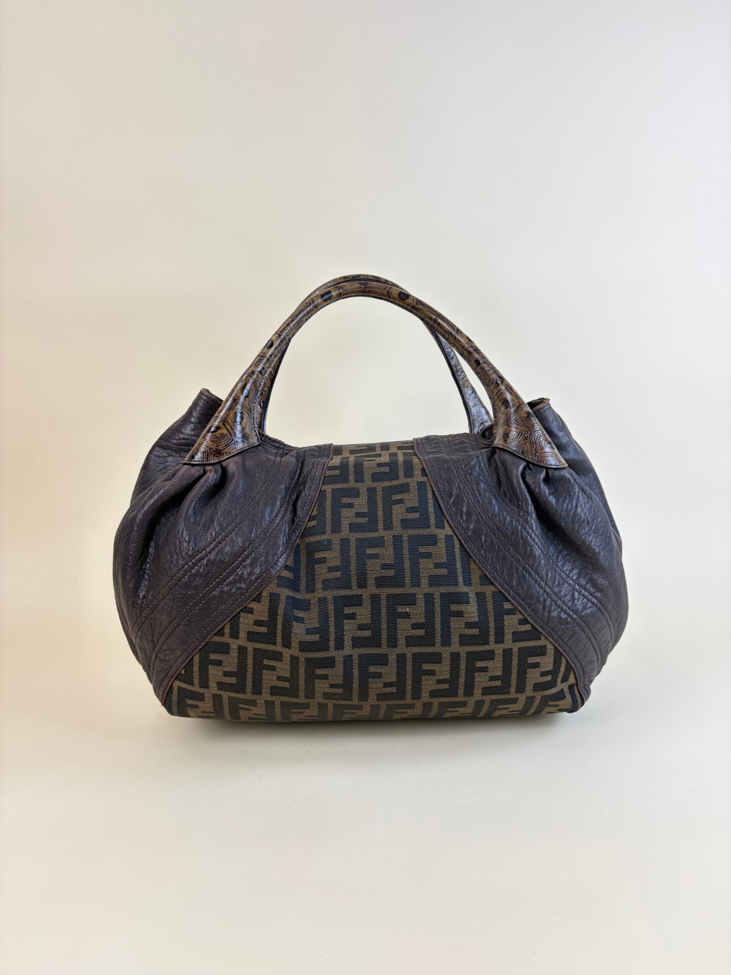 Fendi spy ff zucca and brown hobo bag