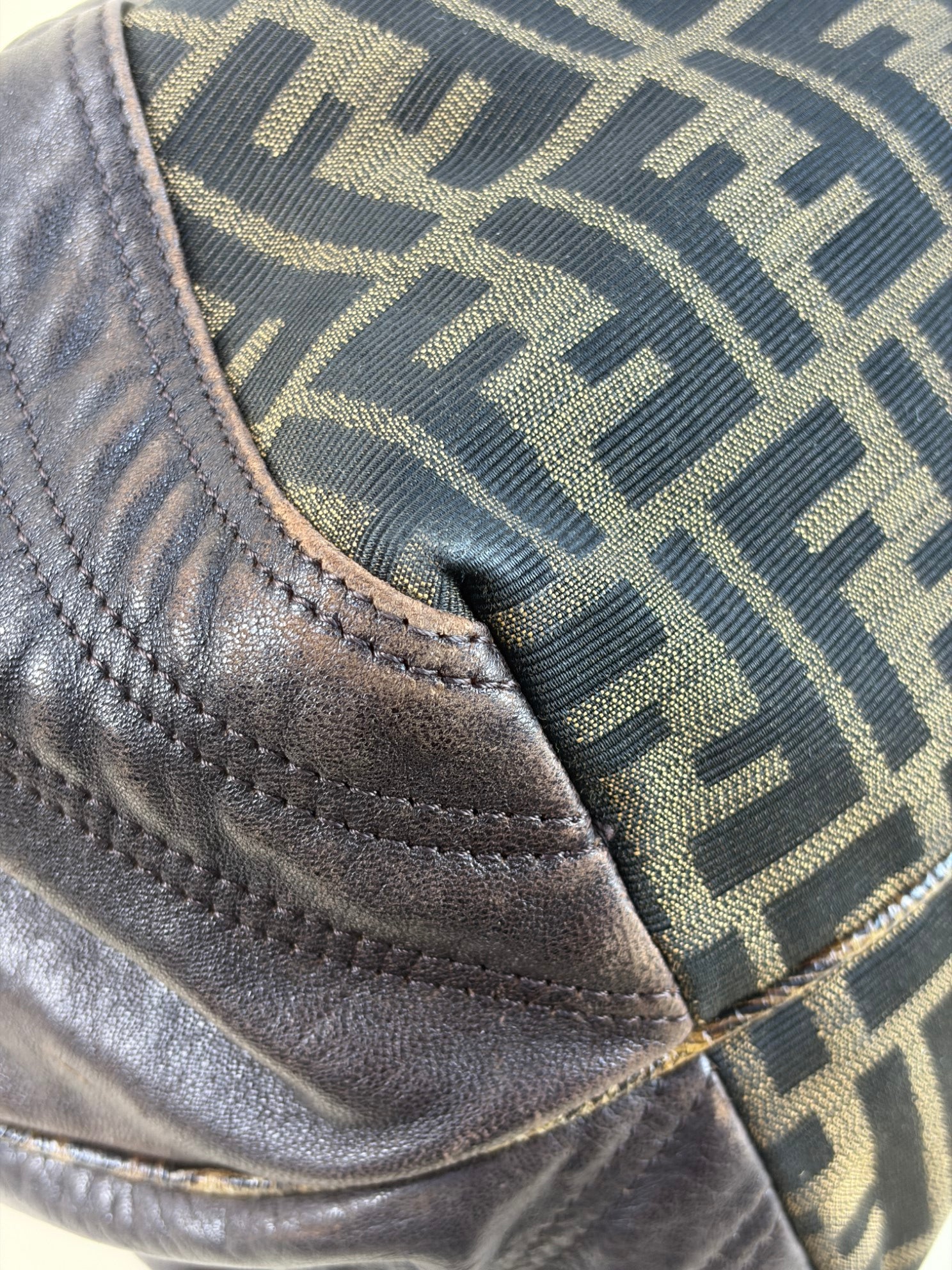 Fendi spy ff zucca and brown hobo bag