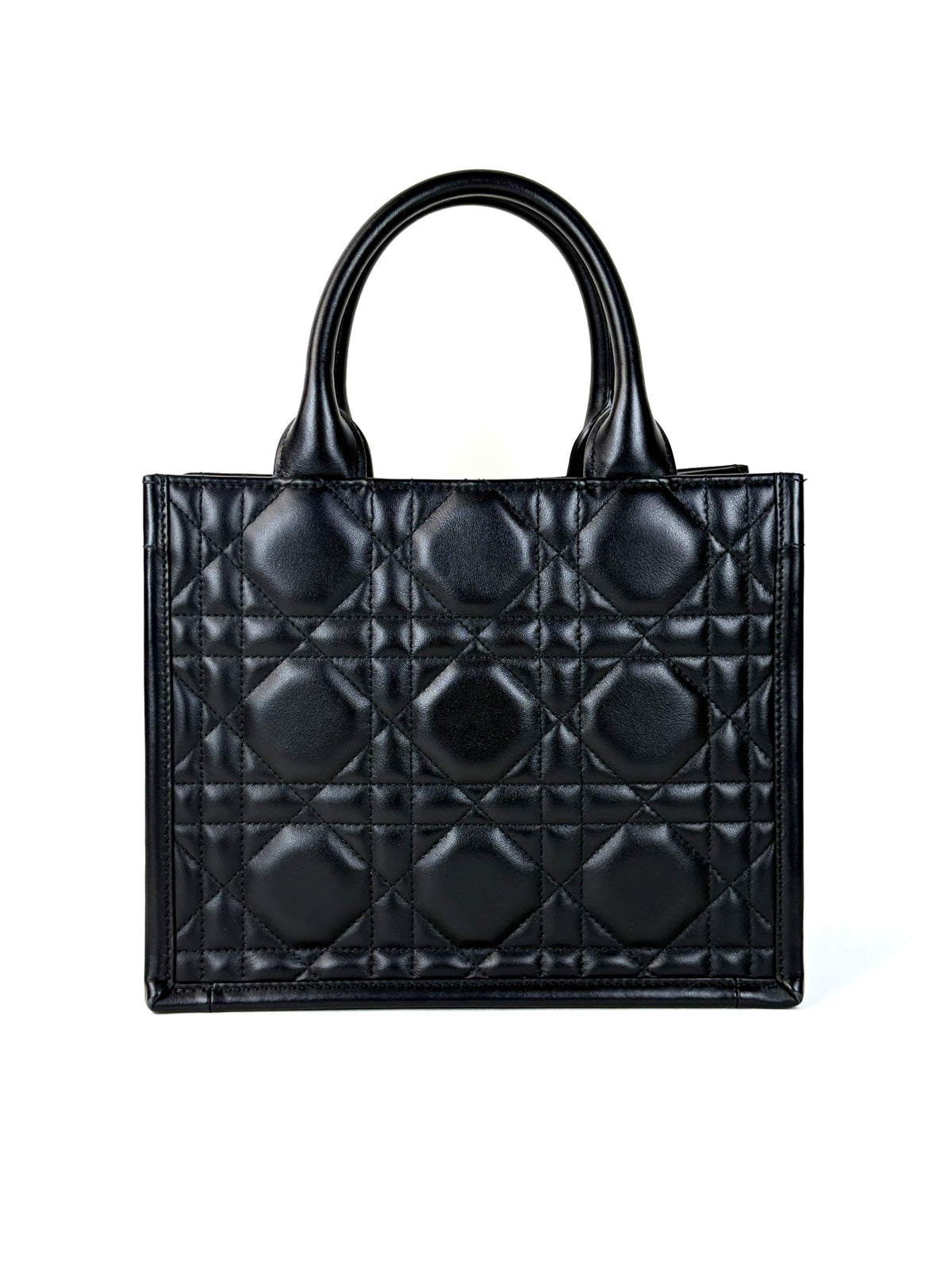 Christian Dior Black macrocannage calfskin small book tote bag