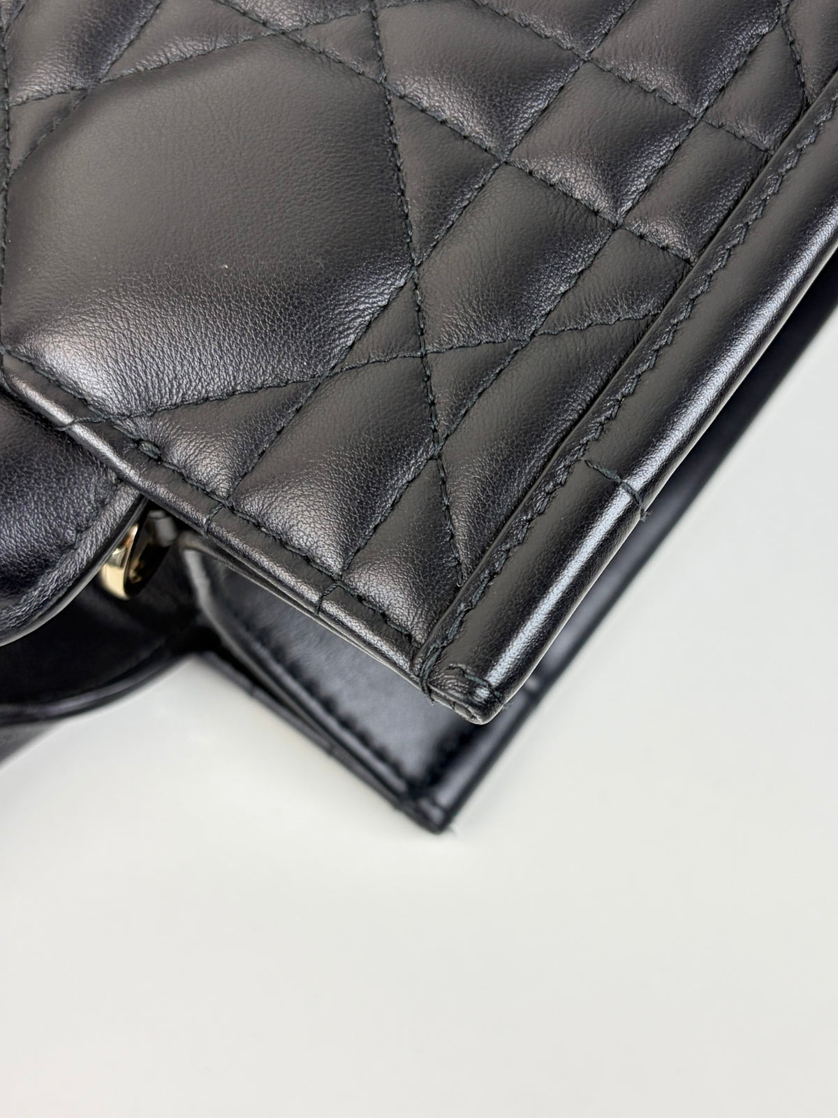 Christian Dior Black macrocannage calfskin small book tote bag