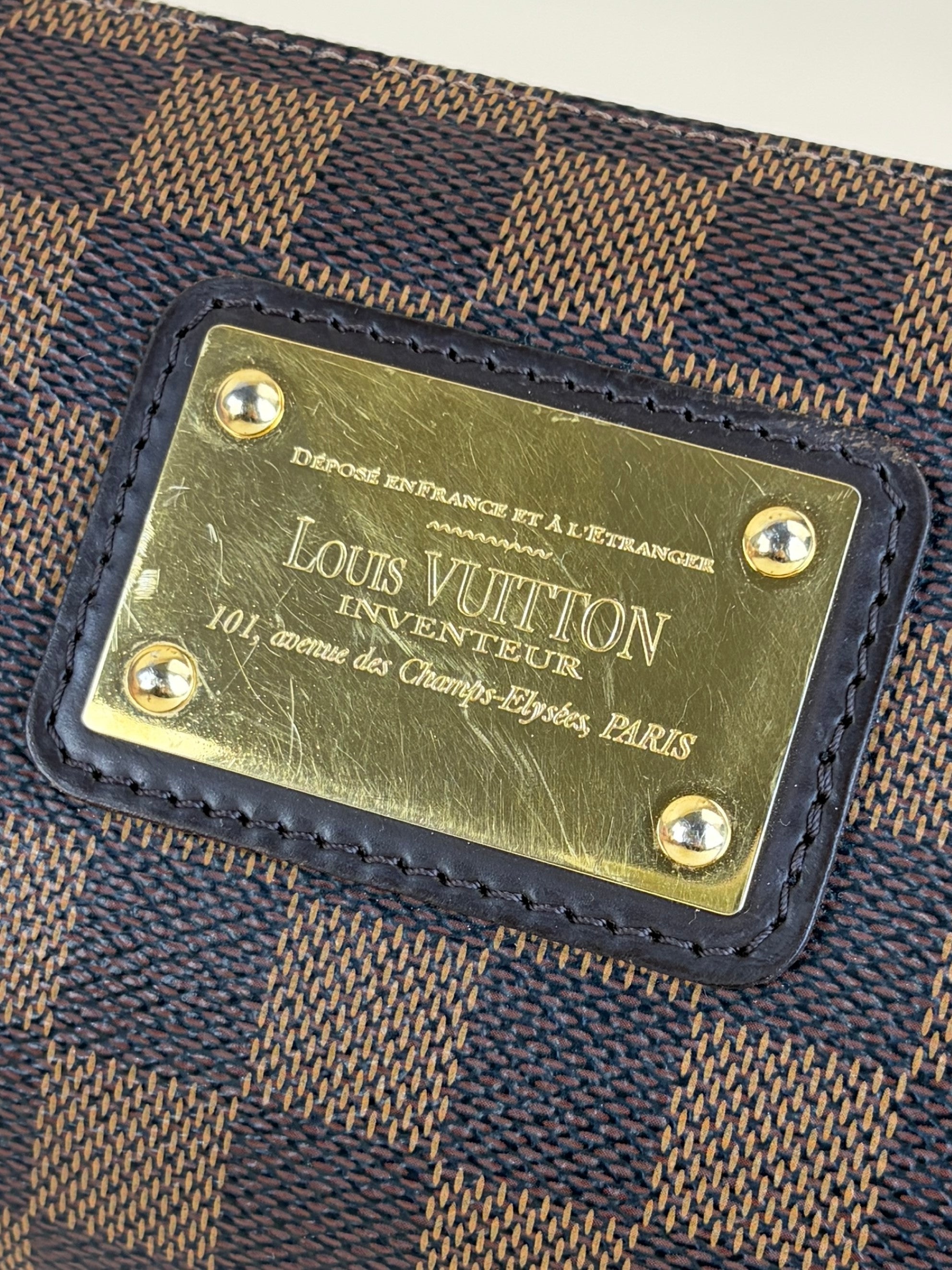 louis Vuitton Damier ebene canvas Eva clutch bag