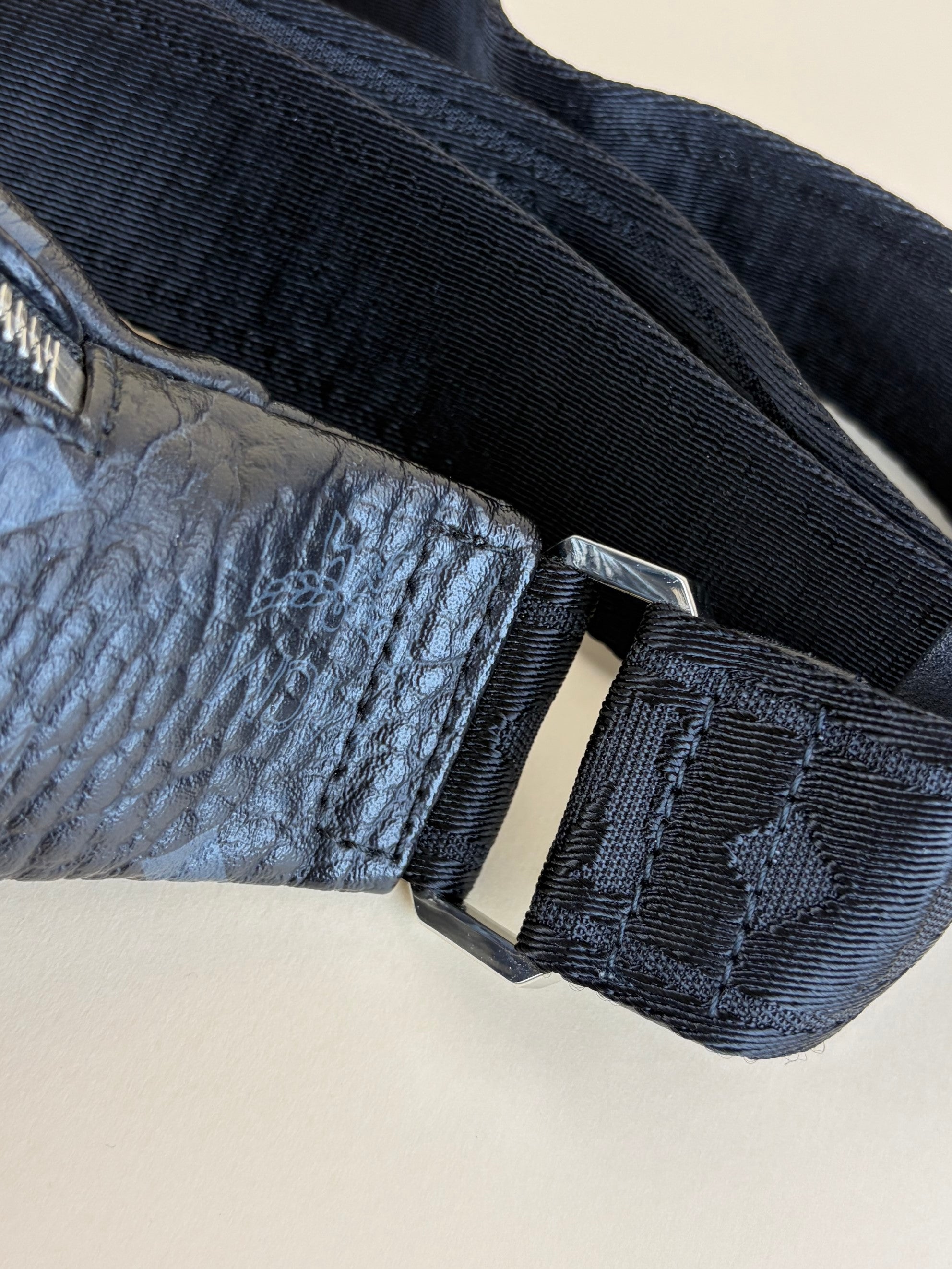 MCM black fursten in visetos medium belt bag