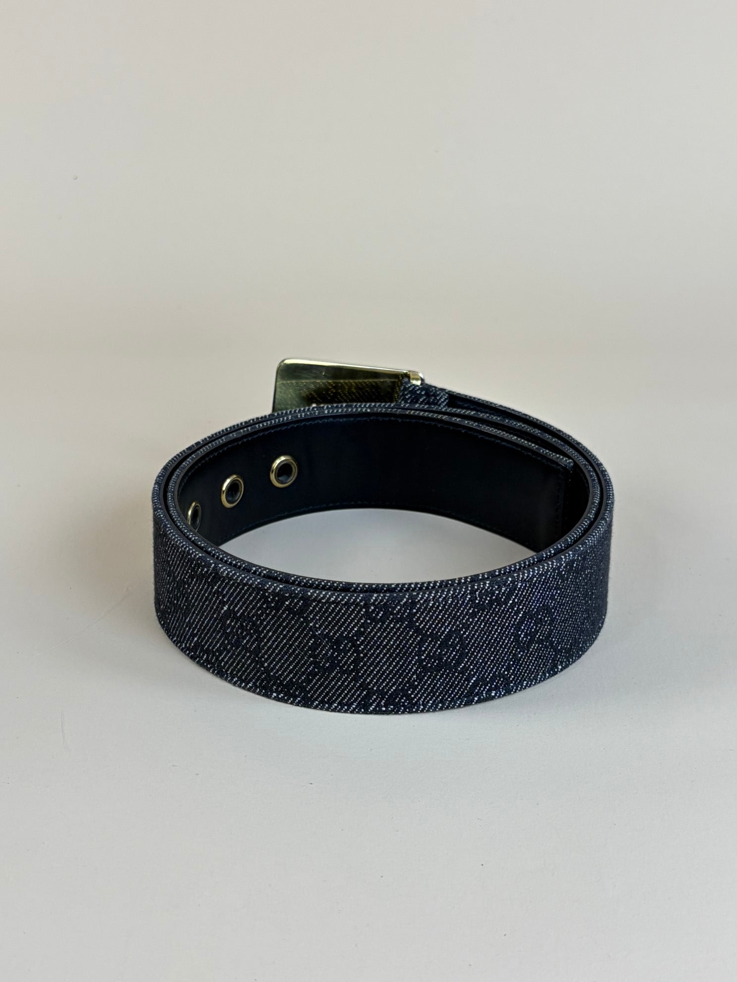 Gucci Grey GG Denim Belt 34