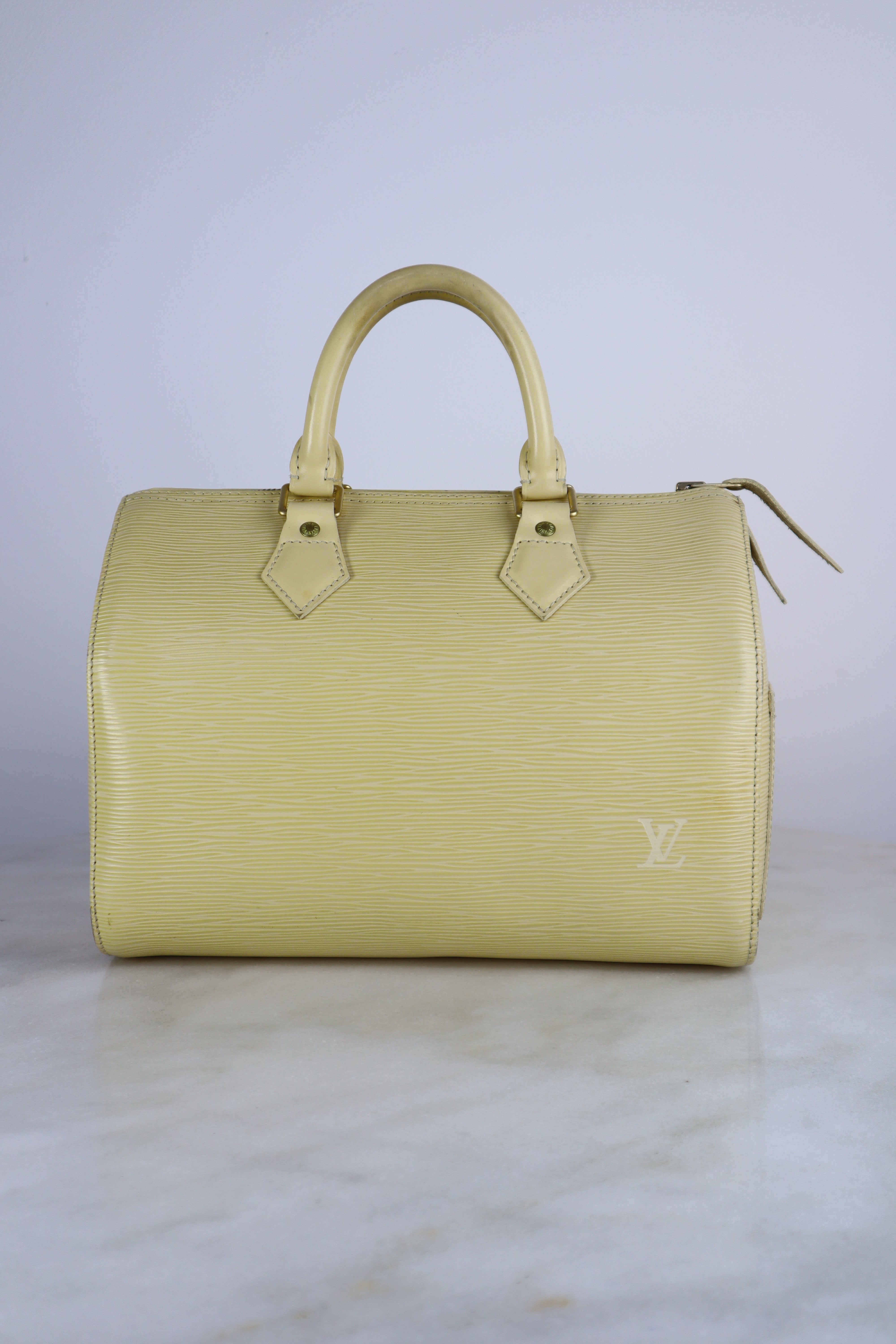 Louis Vuitton Yellow Speedy 25 Satchel Top Handle Bag
