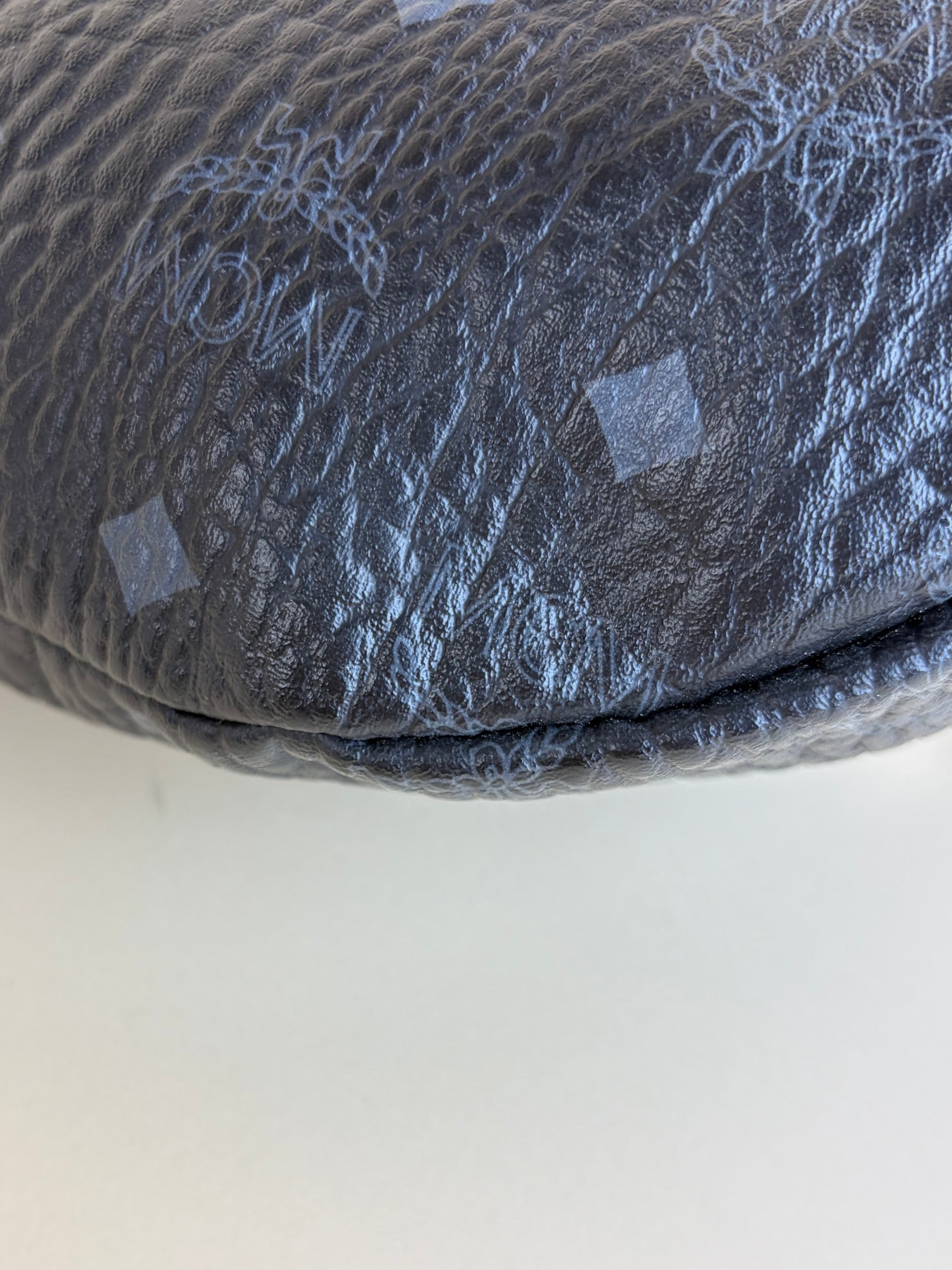 MCM black fursten in visetos medium belt bag