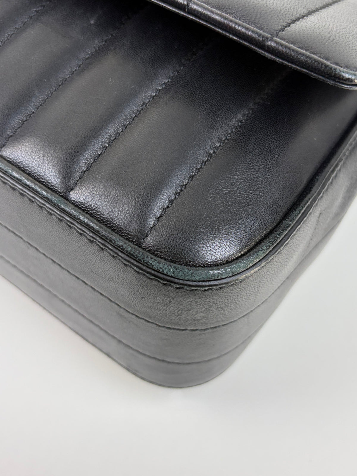 YSL black lambskin matelassé monogram Vicky medium chain bag