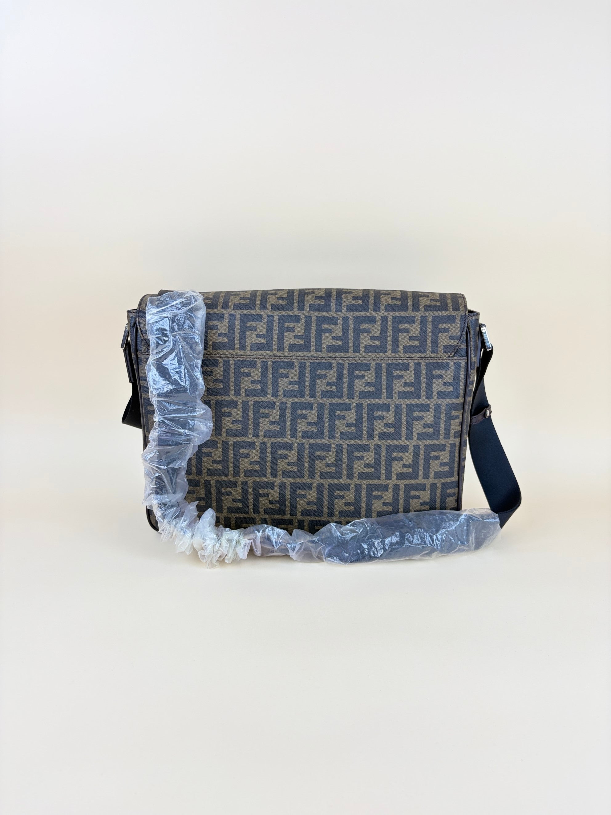 Fendi ombre effect tobacco Zucca ff coated canvas messenger bag