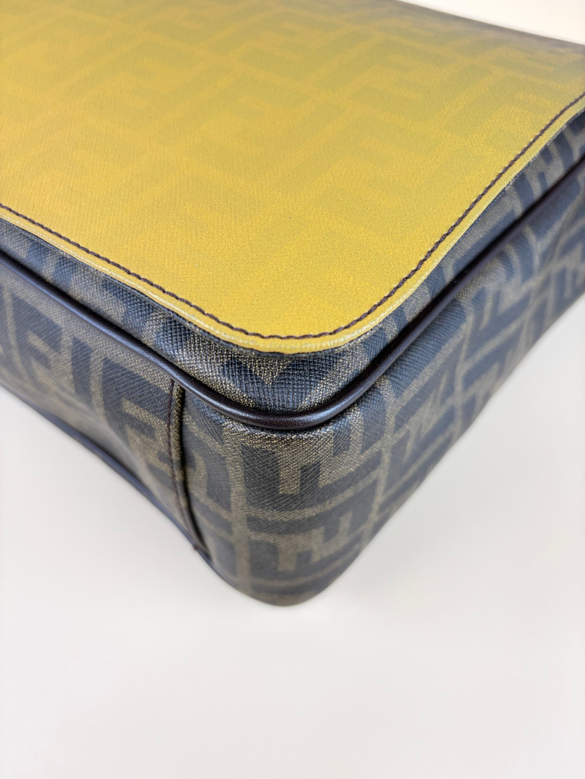Fendi ombre effect tobacco Zucca ff coated canvas messenger bag