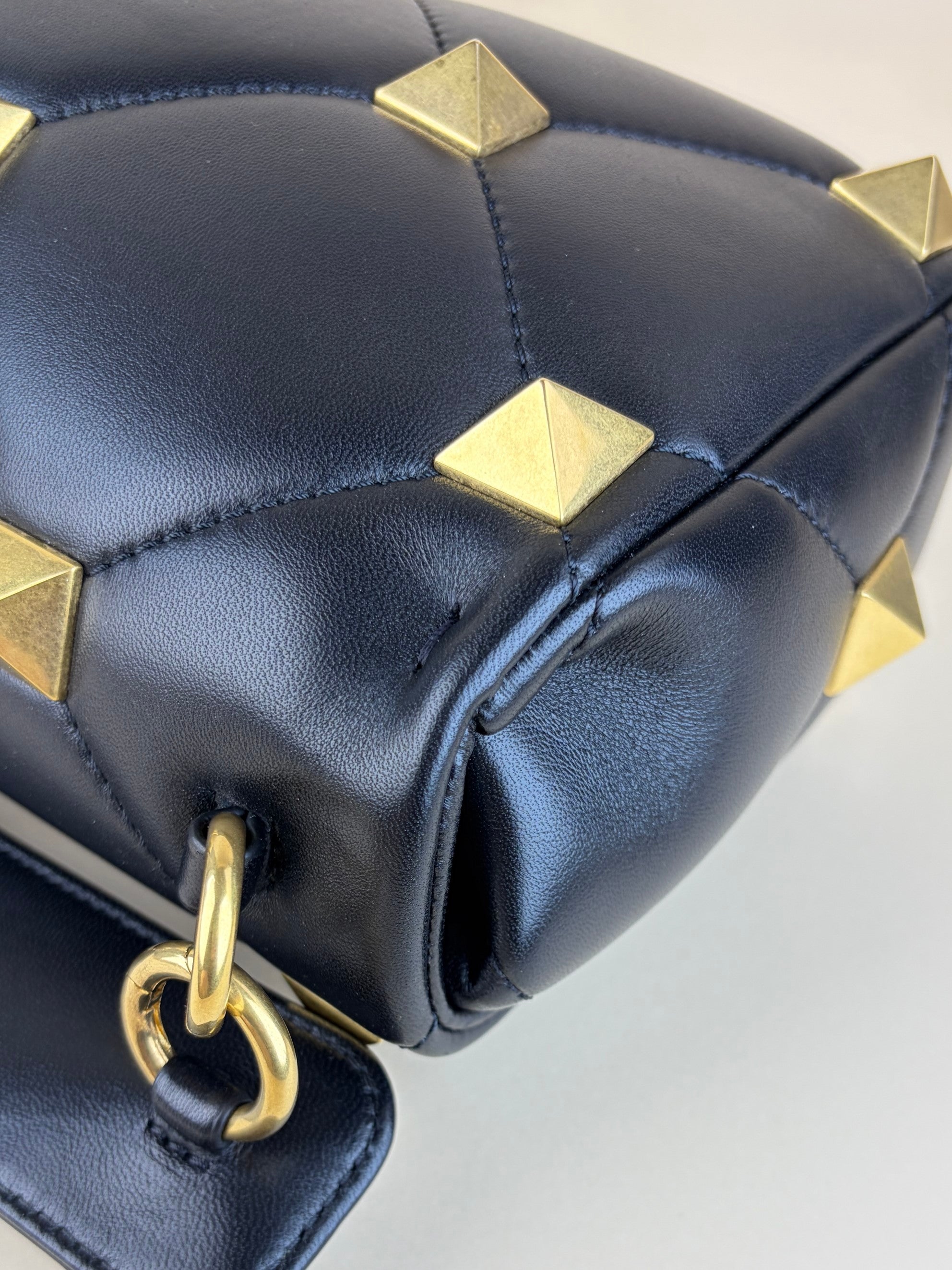 Valentino black Nappa leather roman stud medium shoulder bag