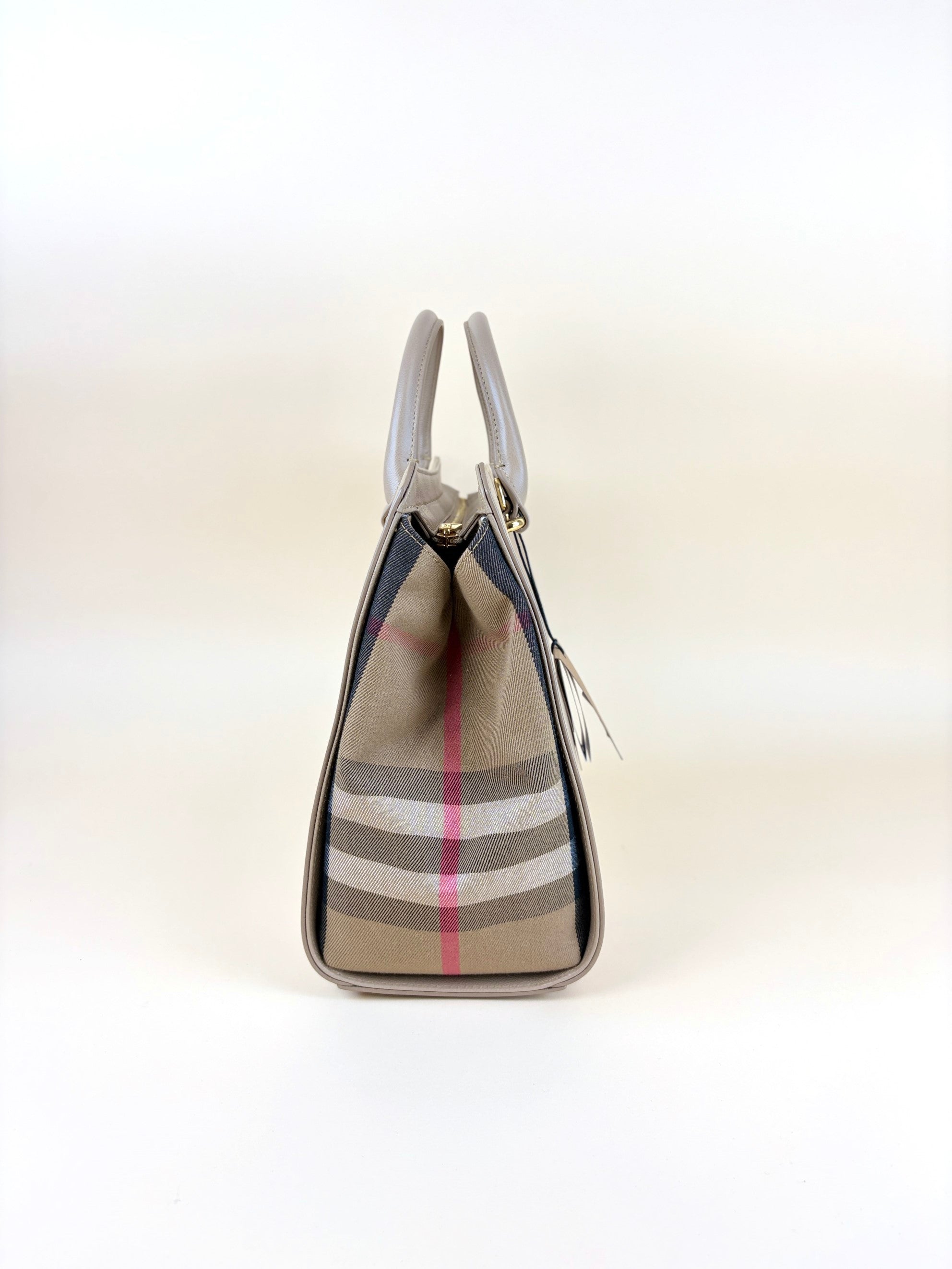 Burberry Banwell medium calfskin mega check house beige tote bag
