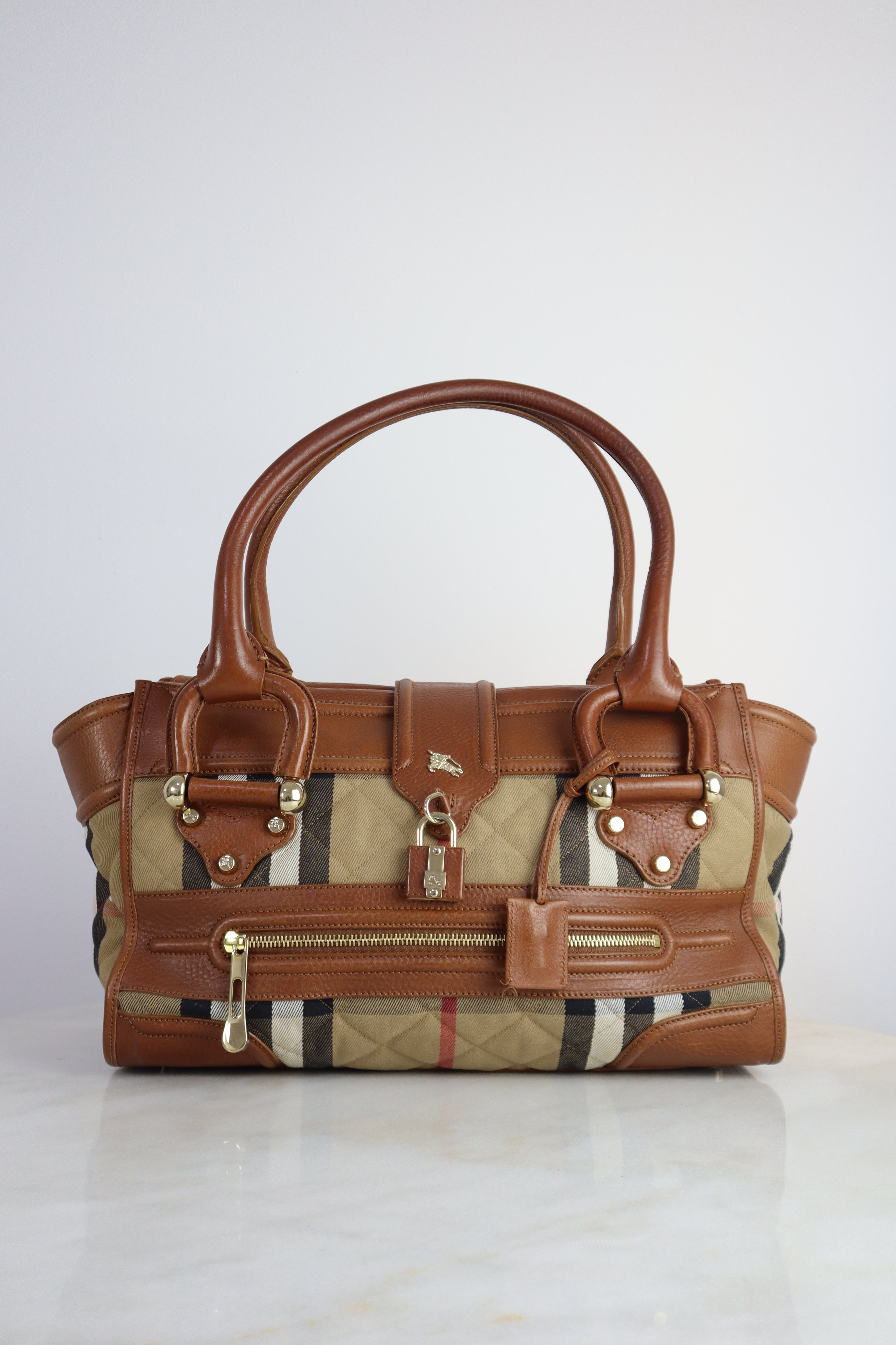 Burberry Camel House Check Shoulder Bag