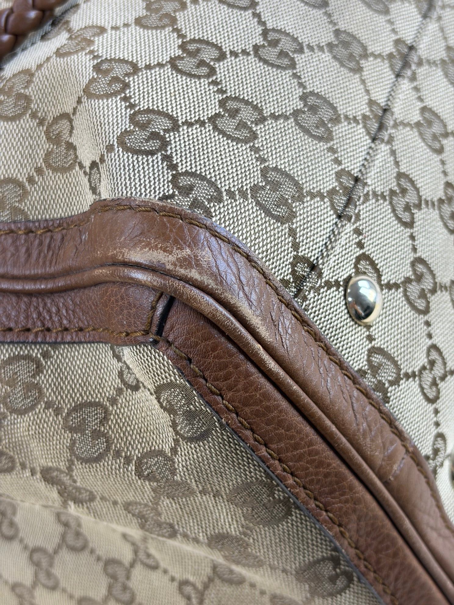 Gucci beige Bella tote bag bamboo brown leather