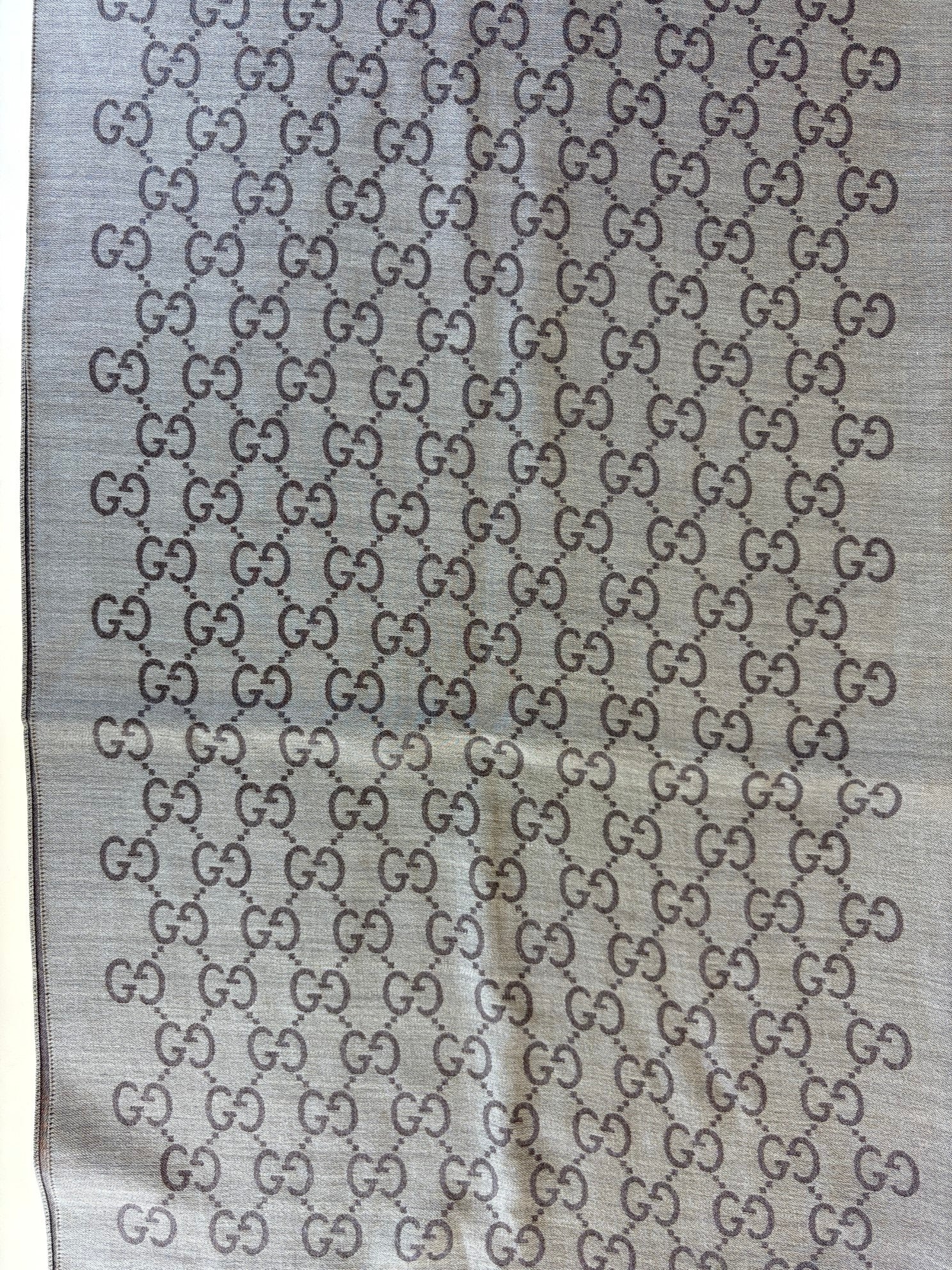 Gucci Brown GG Monogram Wool Silk Scarf